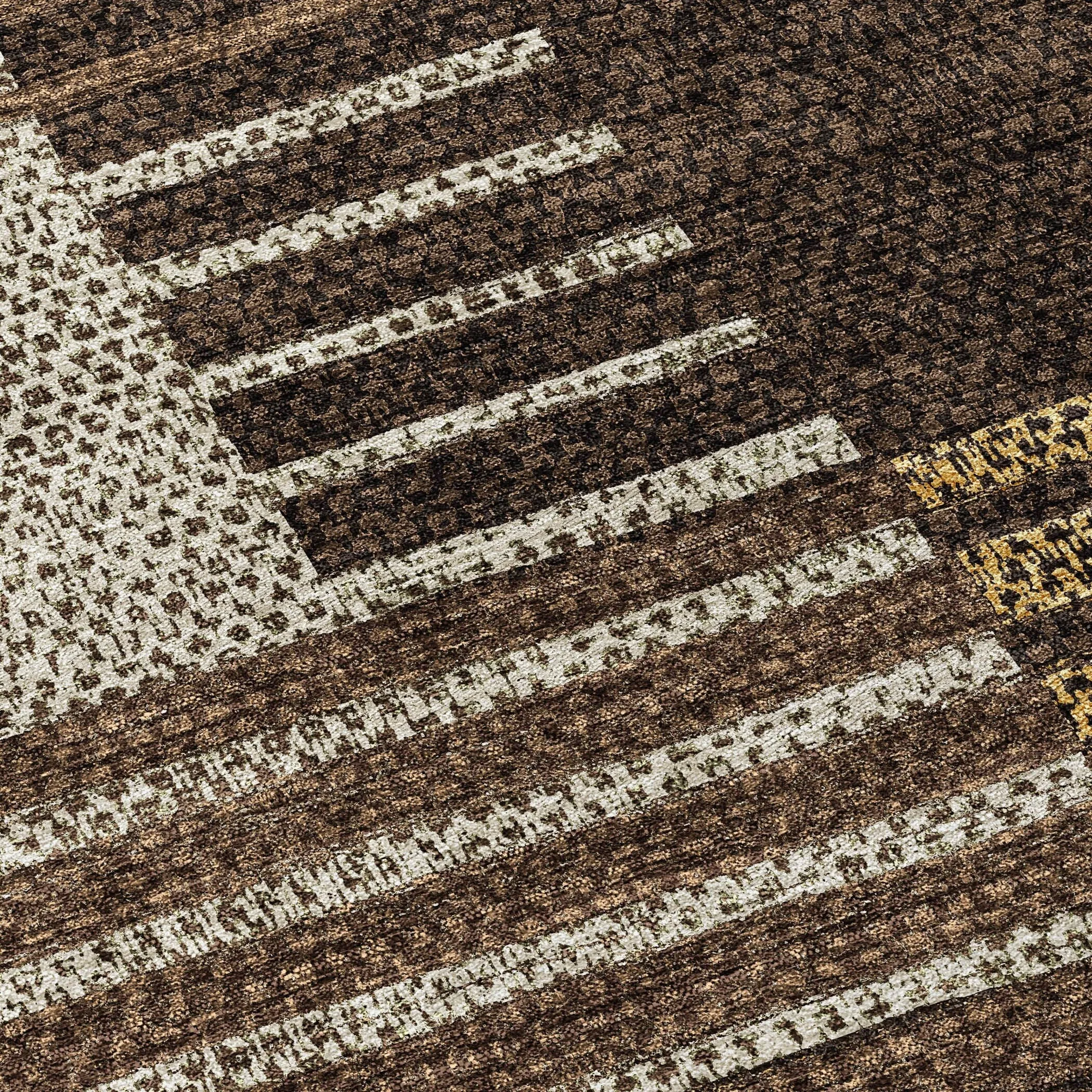 Machine Washable Indoor/ Outdoor Modern Stripes Chantille Rug