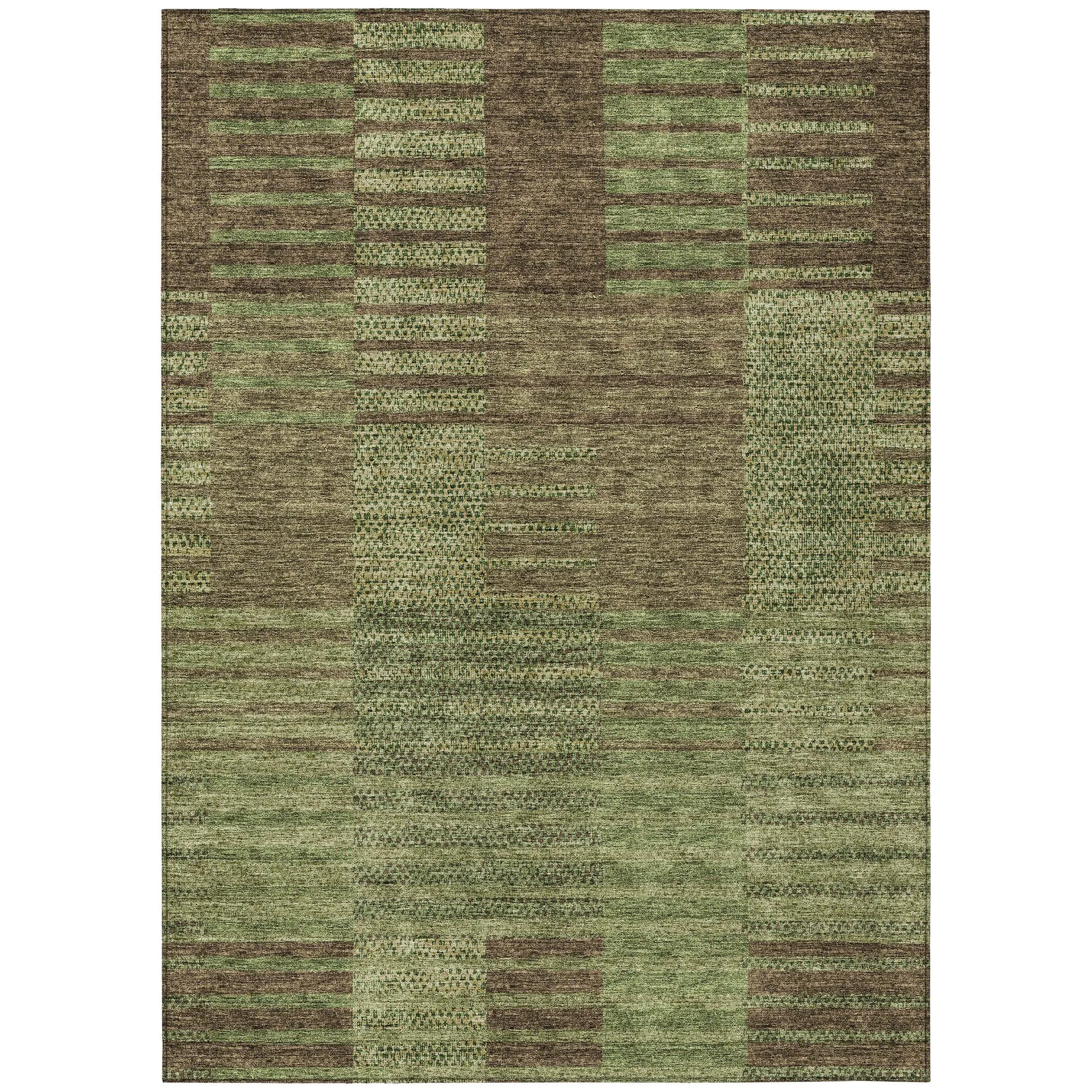 Machine Washable Indoor/ Outdoor Modern Stripes Chantille Rug