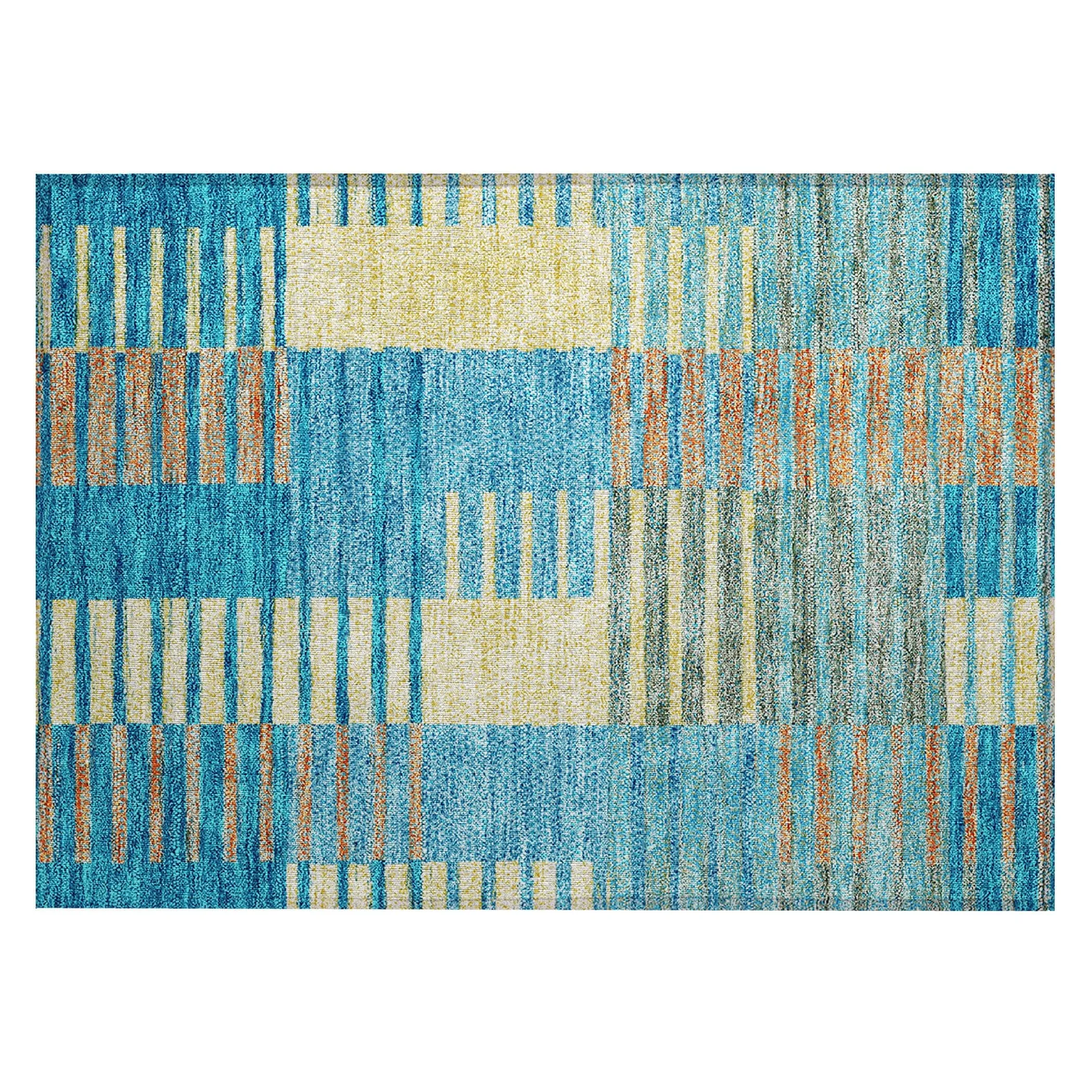 Machine Washable Indoor/ Outdoor Modern Stripes Chantille Rug