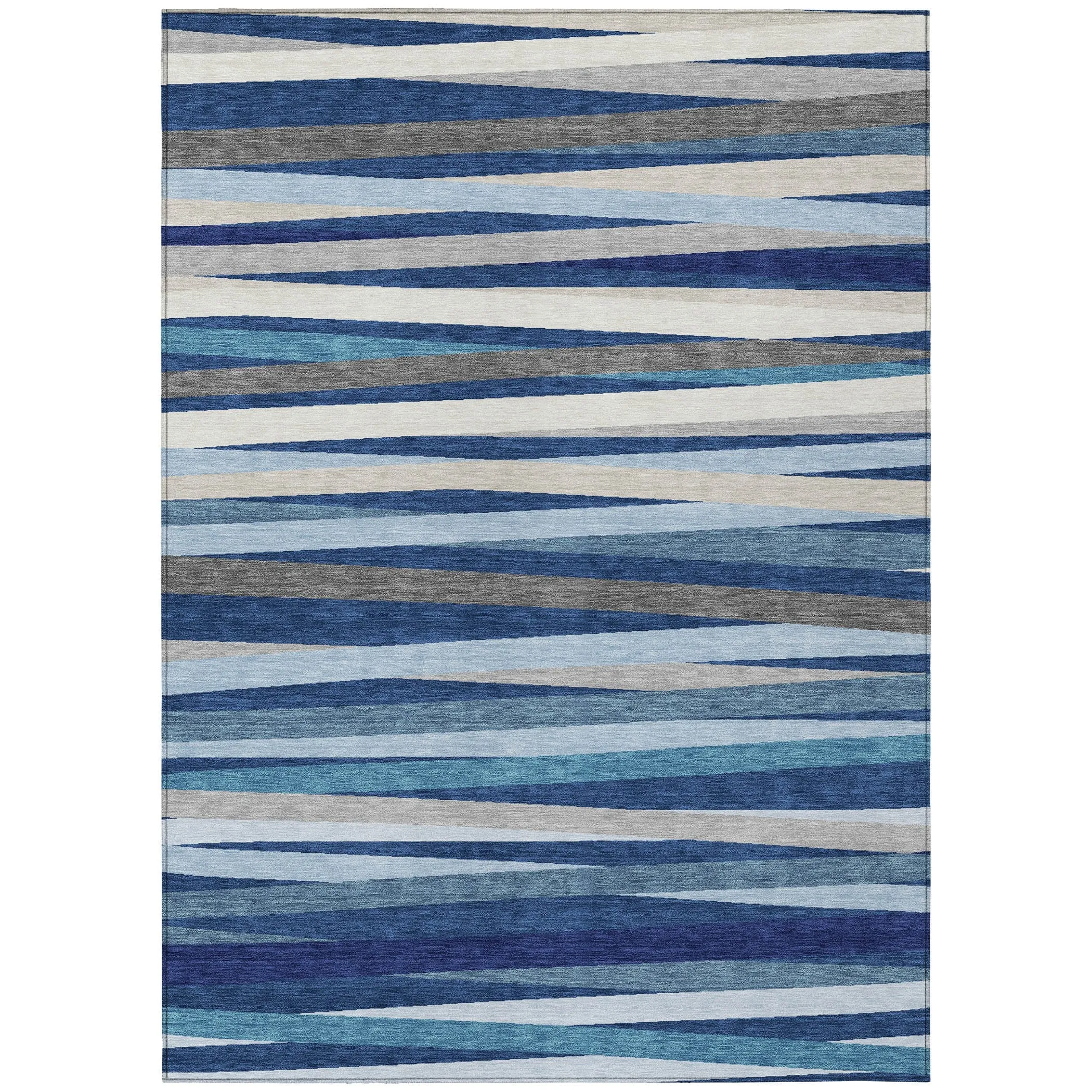 Machine Washable Indoor/ Outdoor Modern Stripes Chantille Rug