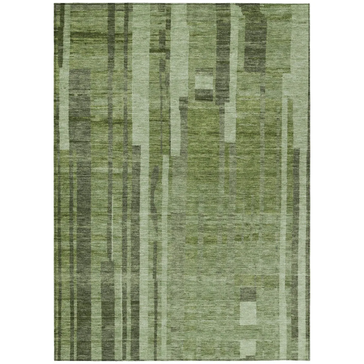 Machine Washable Indoor/ Outdoor Modern Stripes Chantille Rug
