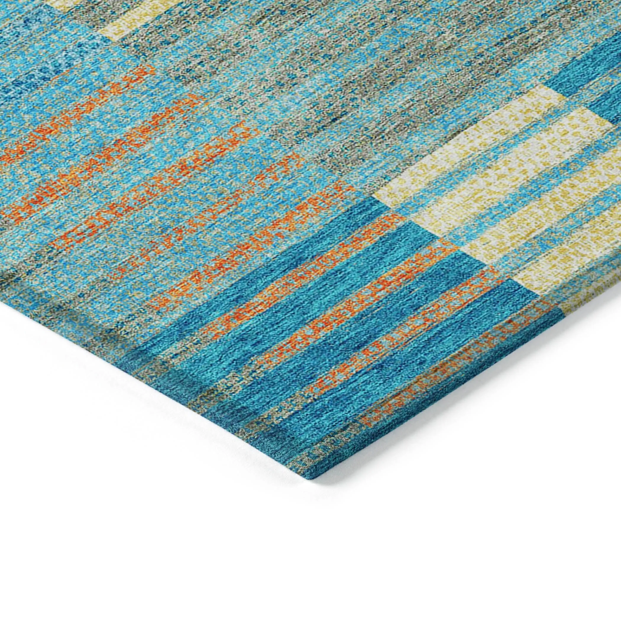 Machine Washable Indoor/ Outdoor Modern Stripes Chantille Rug