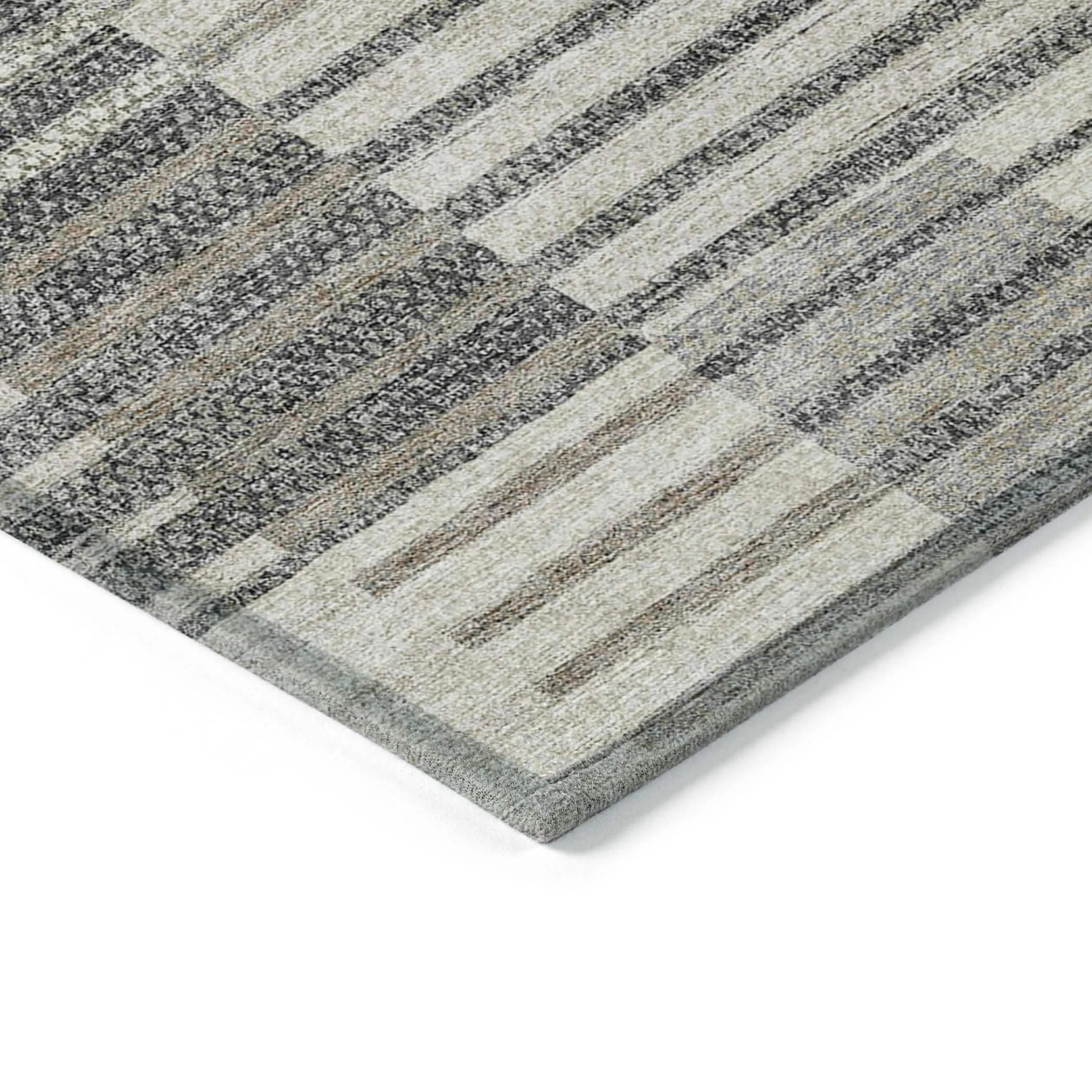 Machine Washable Indoor/ Outdoor Modern Stripes Chantille Rug