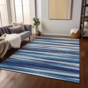 Machine Washable Indoor/ Outdoor Modern Stripes Chantille Rug