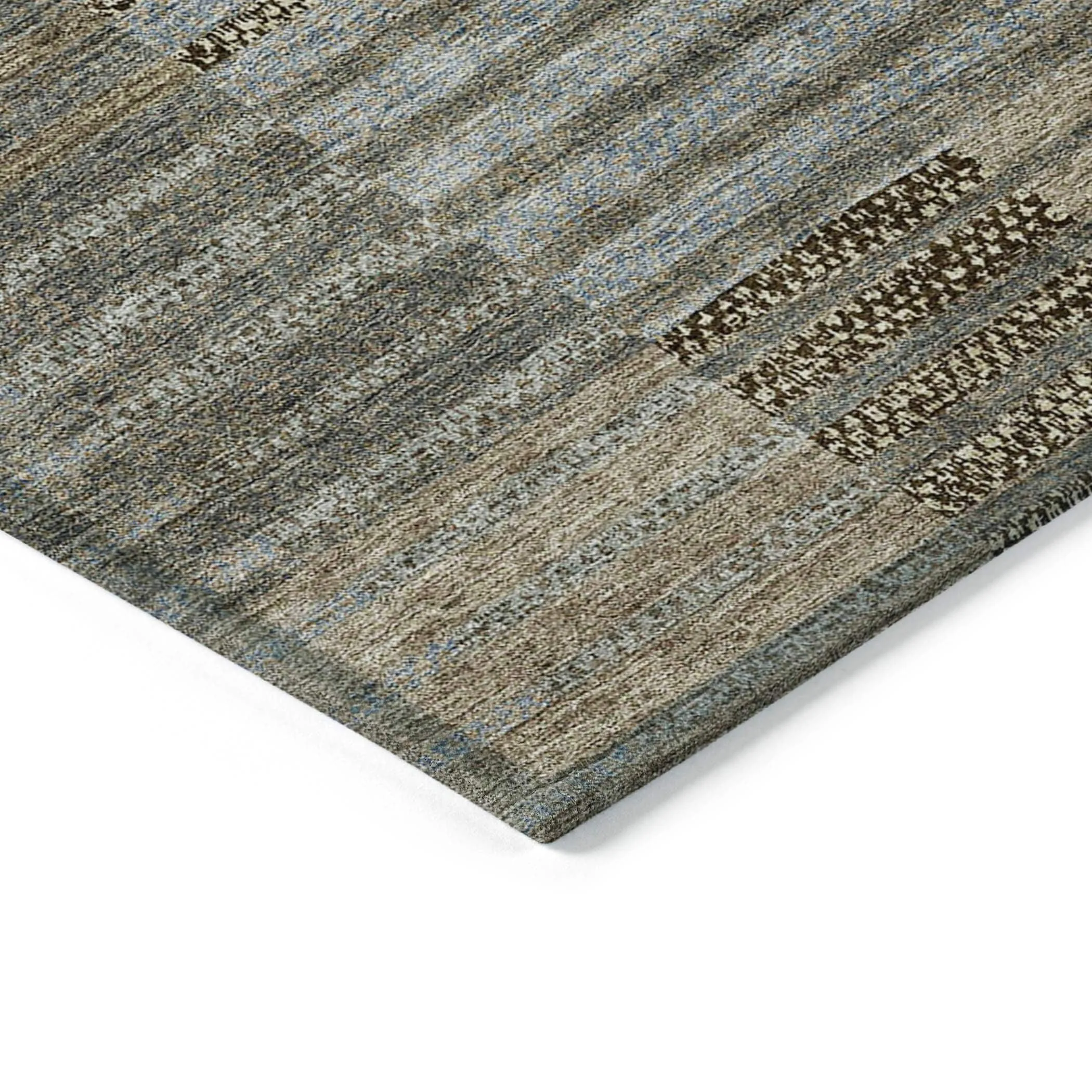 Machine Washable Indoor/ Outdoor Modern Stripes Chantille Rug