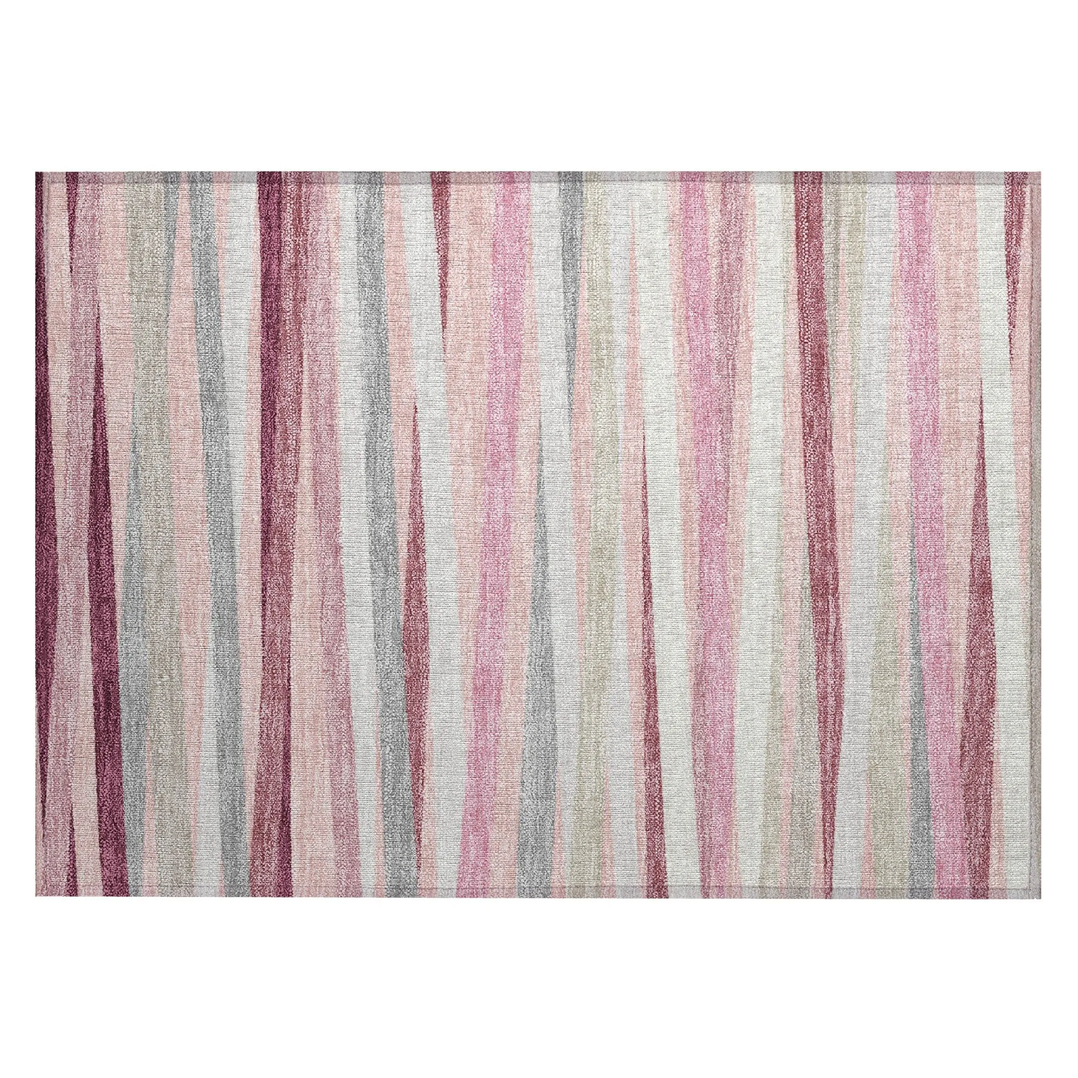 Machine Washable Indoor/ Outdoor Modern Stripes Chantille Rug
