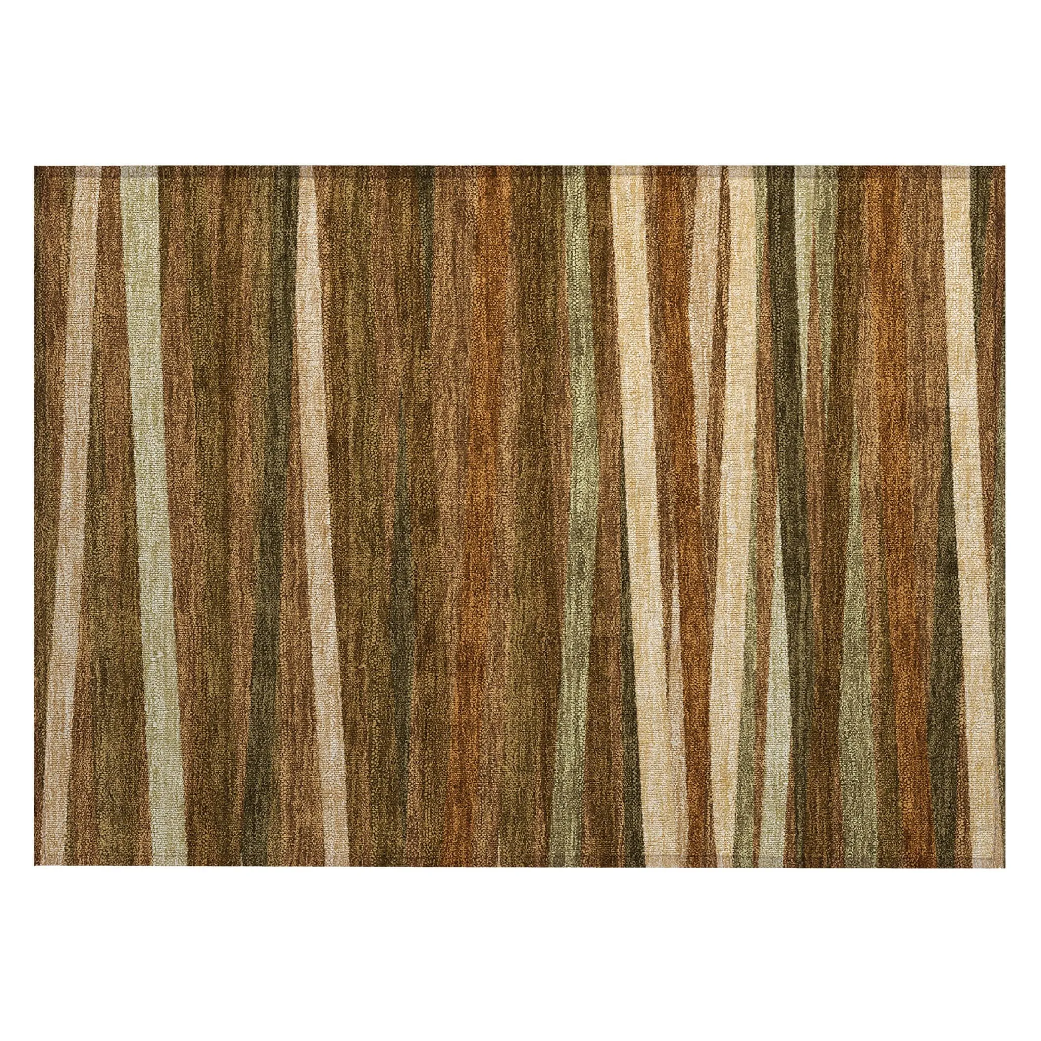Machine Washable Indoor/ Outdoor Modern Stripes Chantille Rug