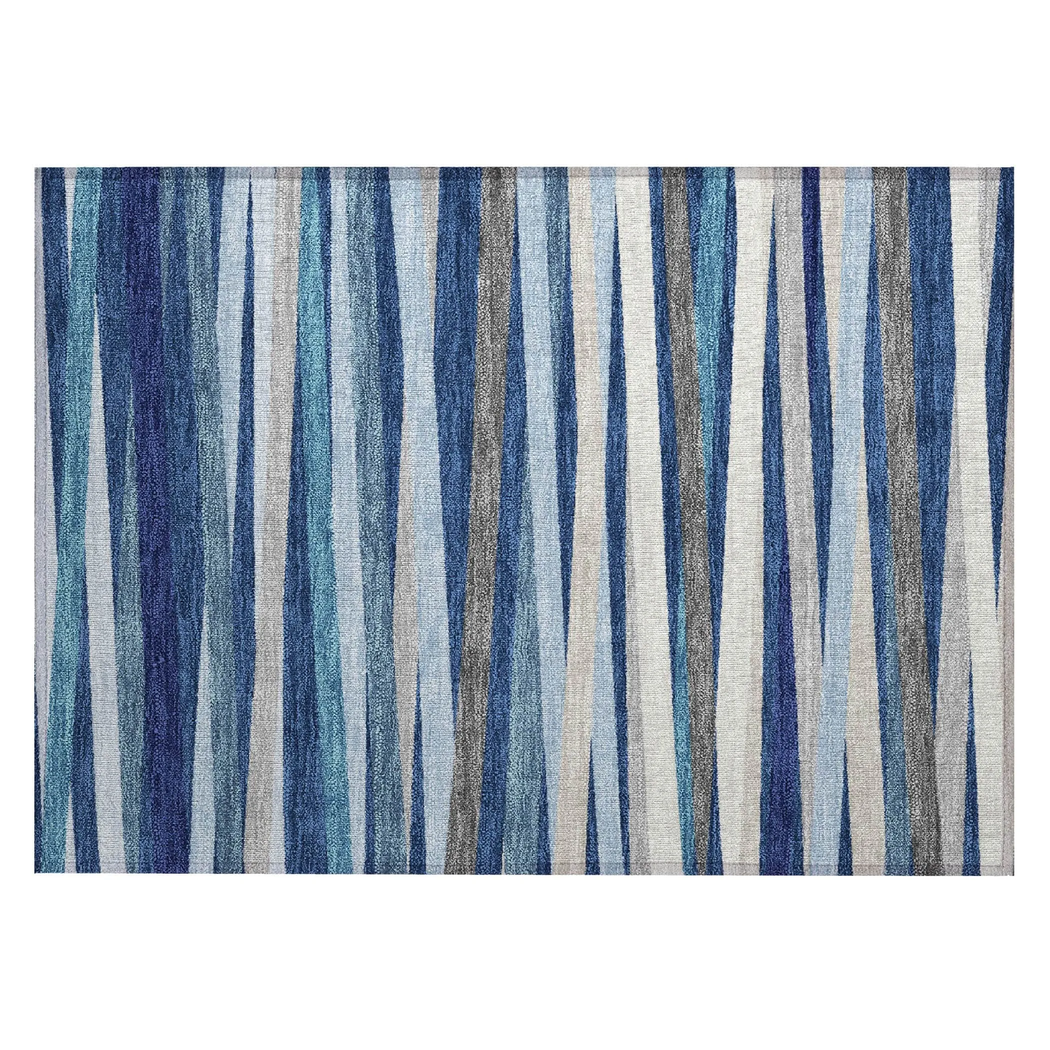Machine Washable Indoor/ Outdoor Modern Stripes Chantille Rug