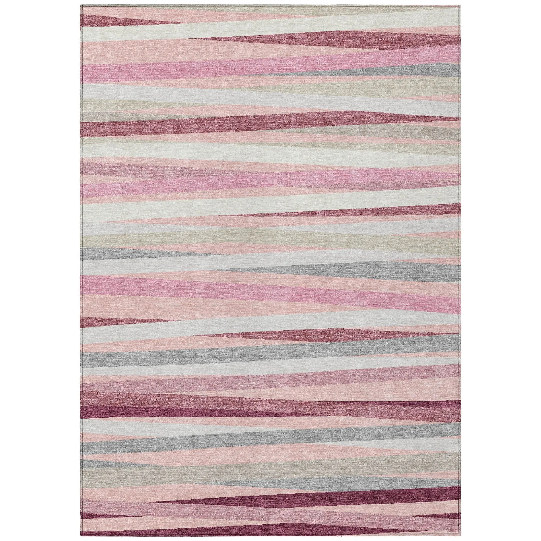 Machine Washable Indoor/ Outdoor Modern Stripes Chantille Rug