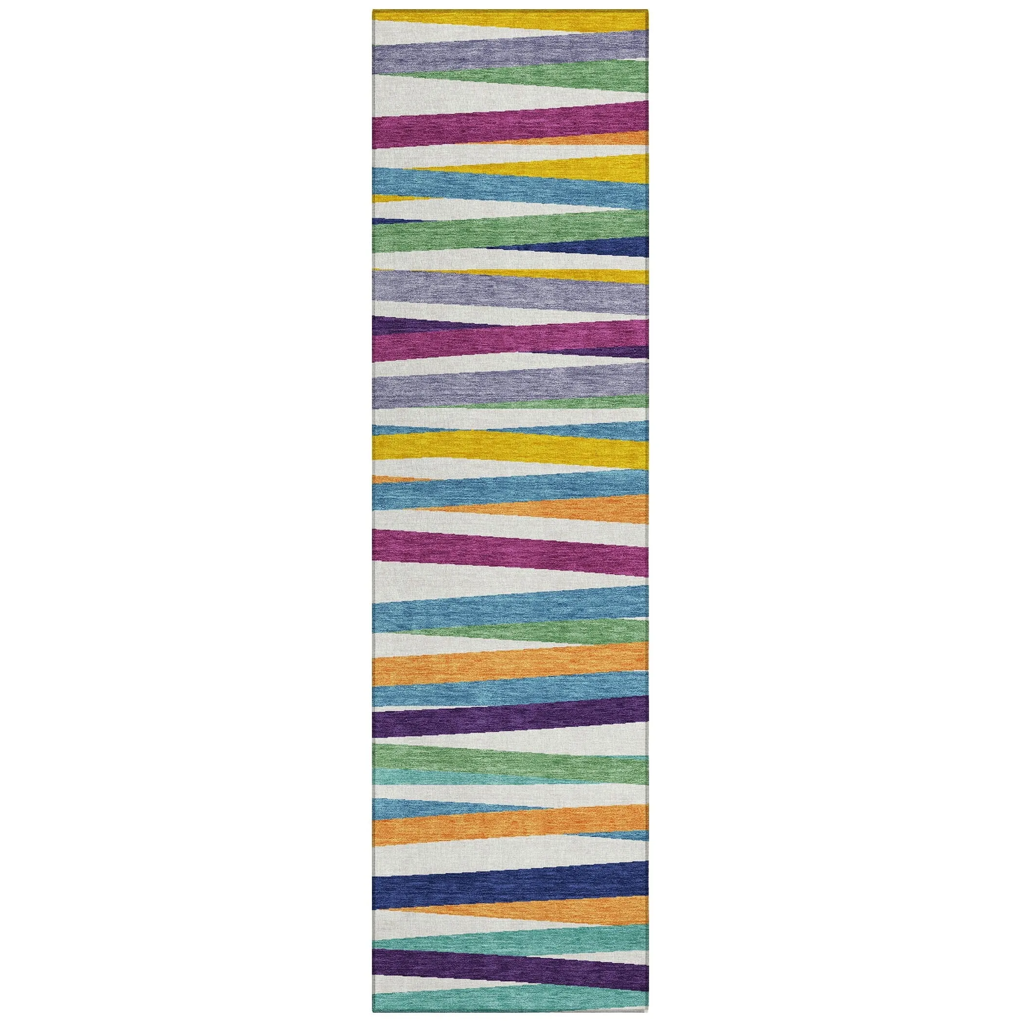 Machine Washable Indoor/ Outdoor Modern Stripes Chantille Rug