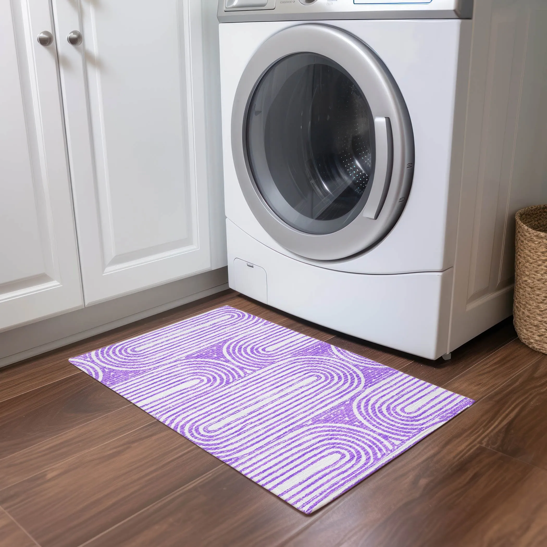 Machine Washable Indoor/ Outdoor Modern Vibes Chantille Rug