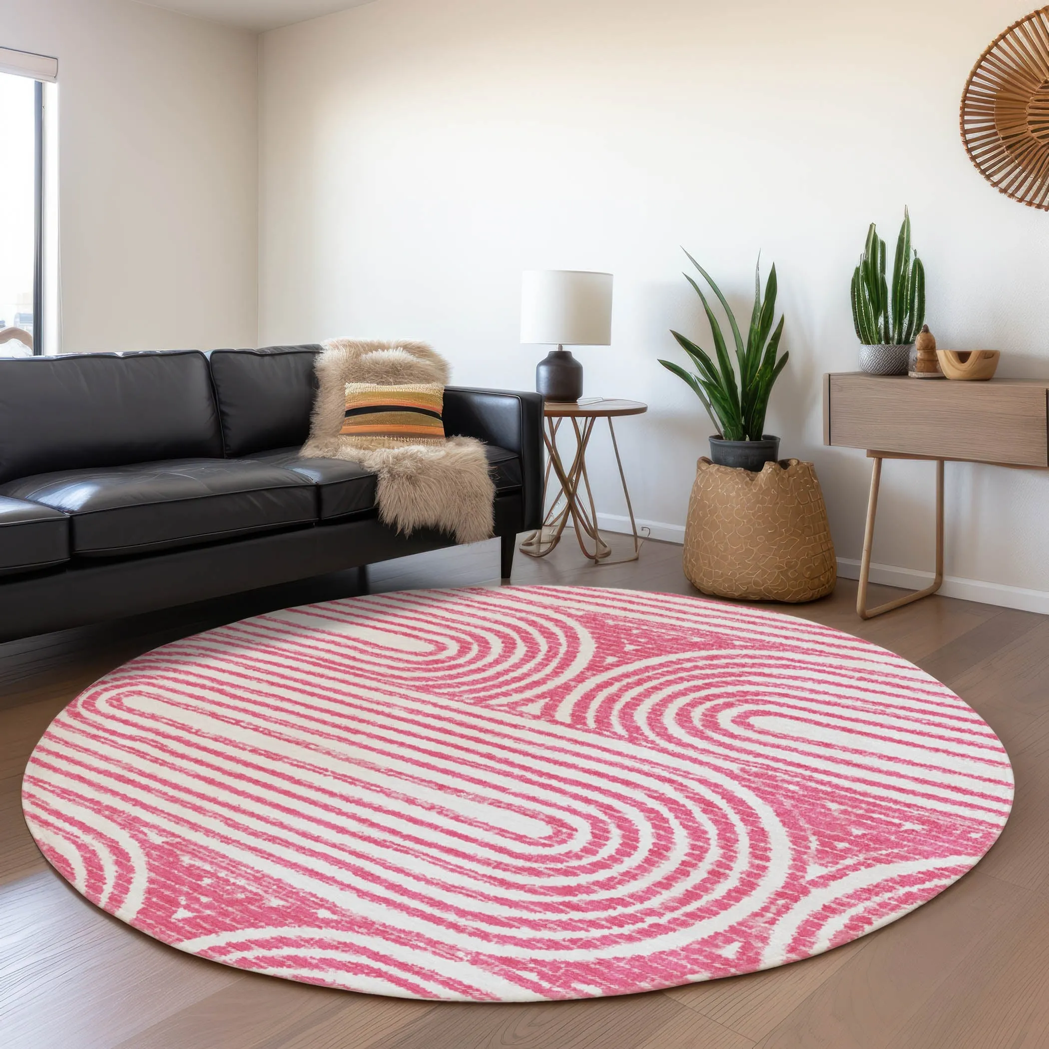 Machine Washable Indoor/ Outdoor Modern Vibes Chantille Rug