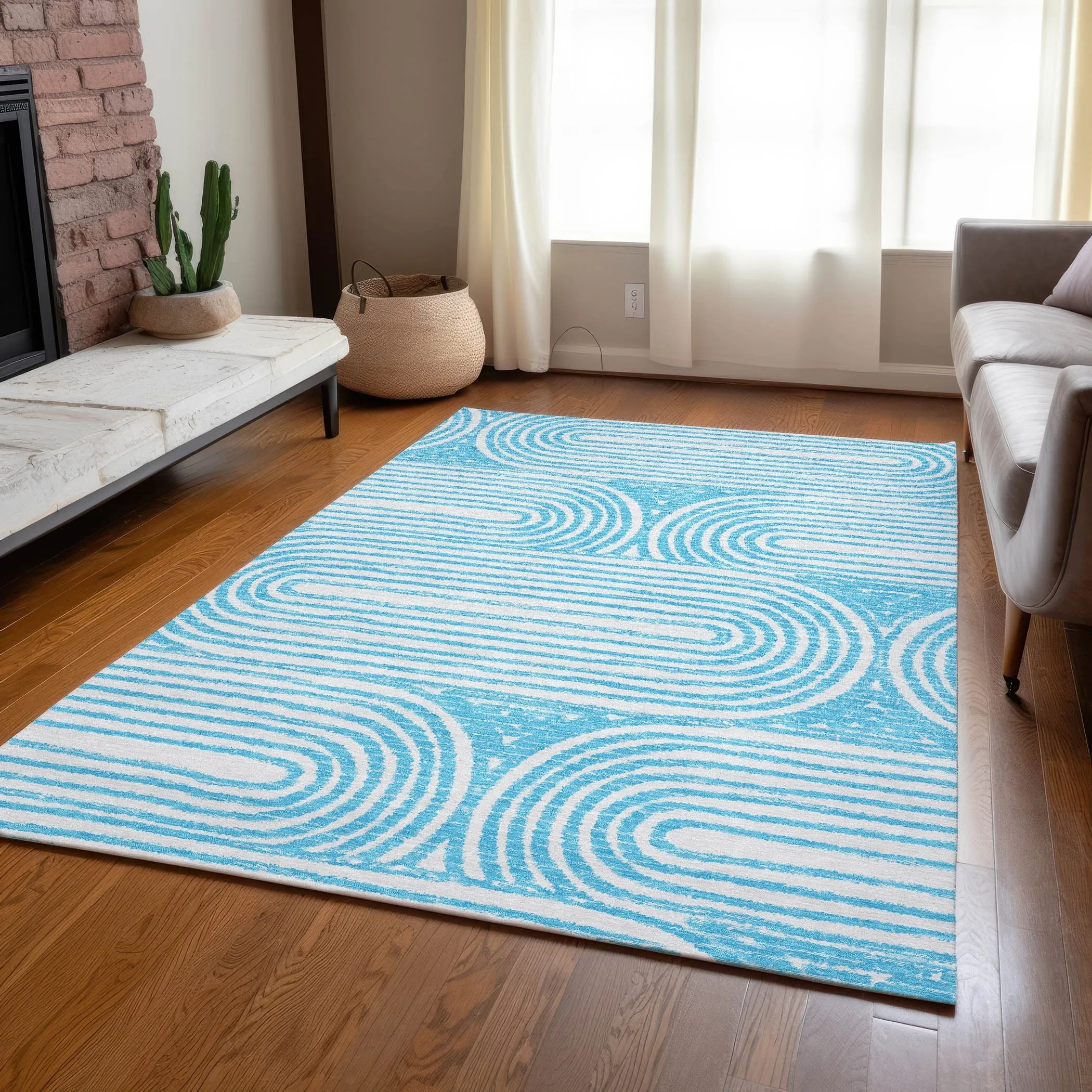 Machine Washable Indoor/ Outdoor Modern Vibes Chantille Rug