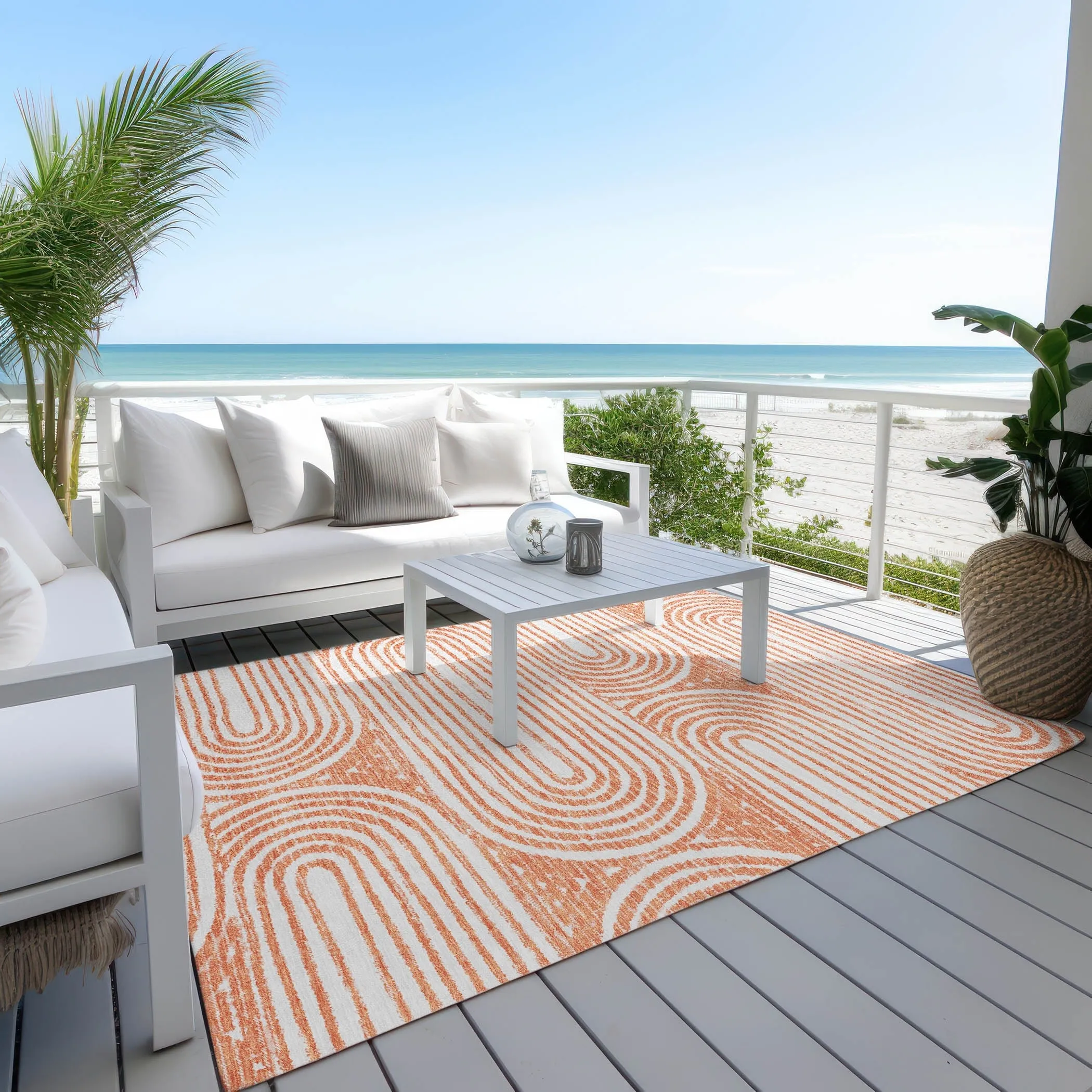 Machine Washable Indoor/ Outdoor Modern Vibes Chantille Rug