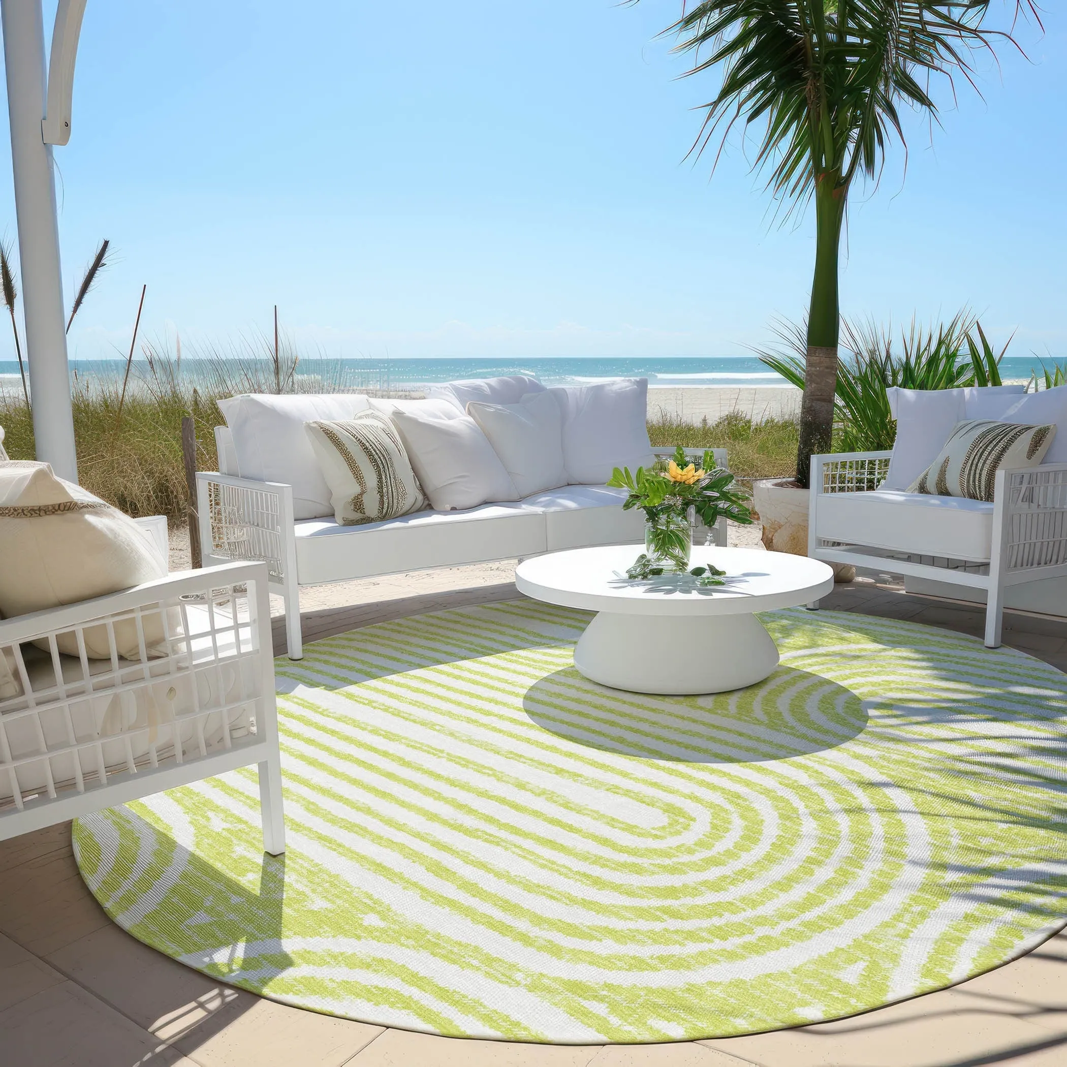 Machine Washable Indoor/ Outdoor Modern Vibes Chantille Rug