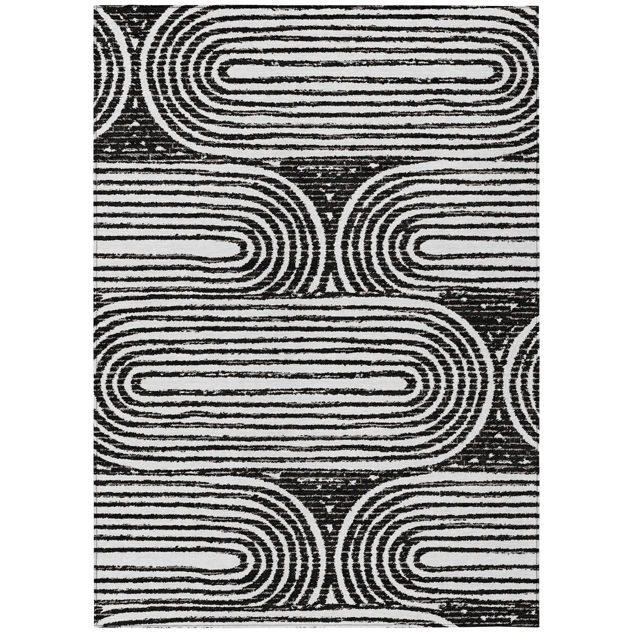 Machine Washable Indoor/ Outdoor Modern Vibes Chantille Rug