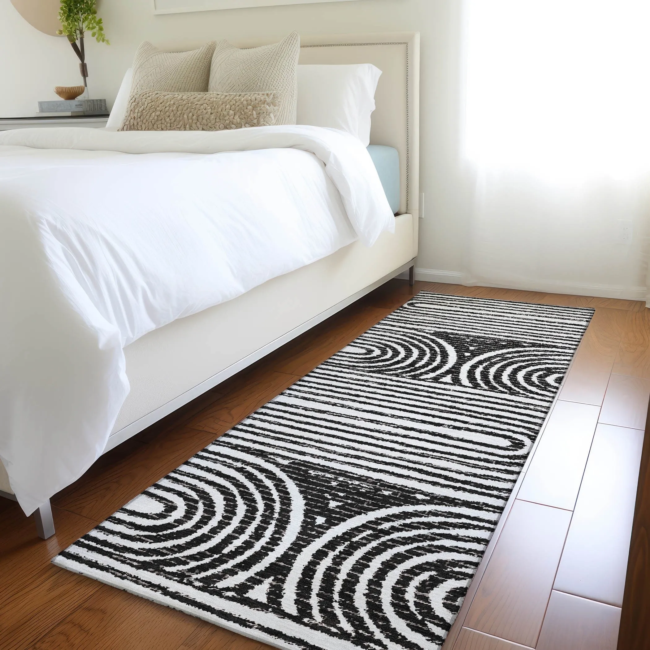 Machine Washable Indoor/ Outdoor Modern Vibes Chantille Rug