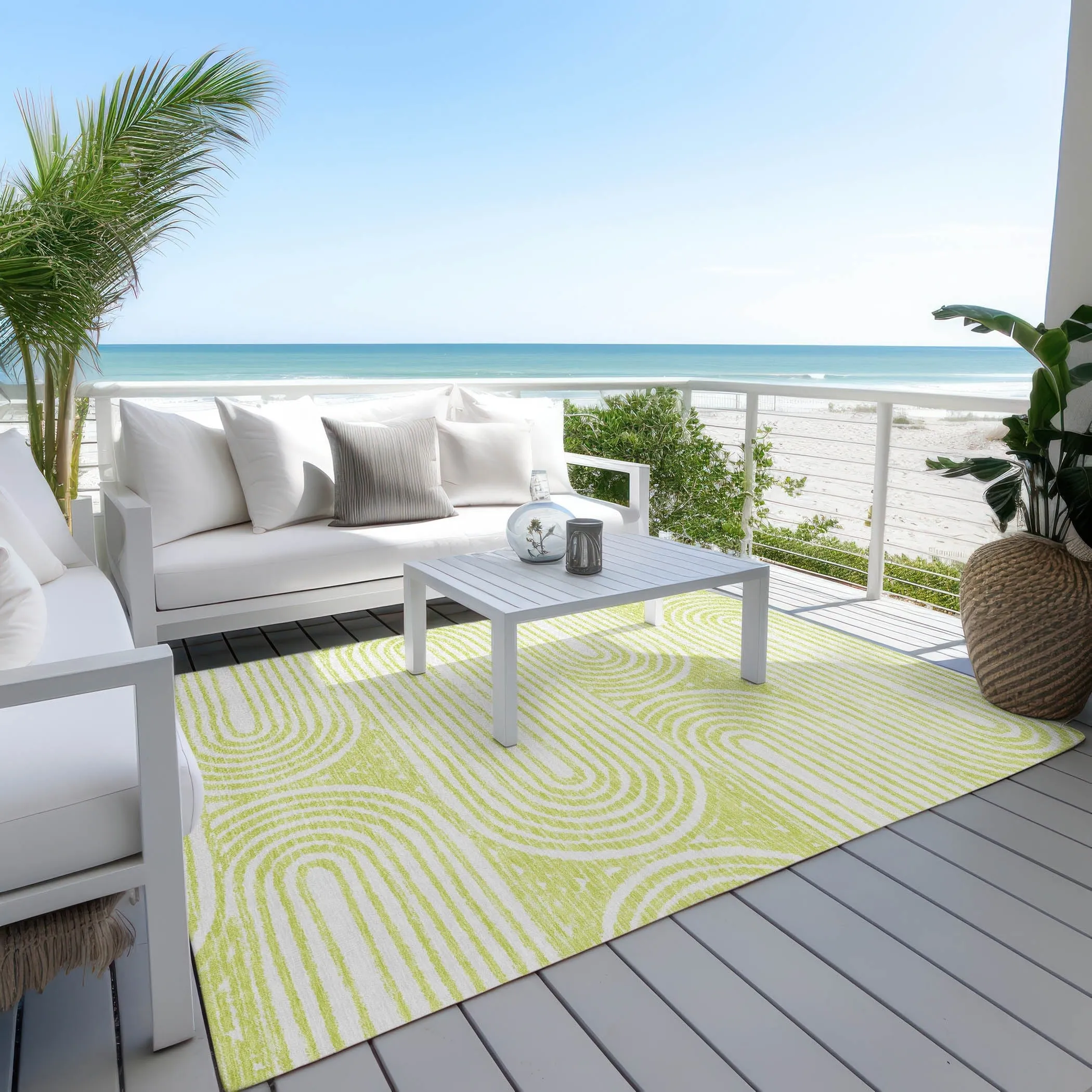 Machine Washable Indoor/ Outdoor Modern Vibes Chantille Rug