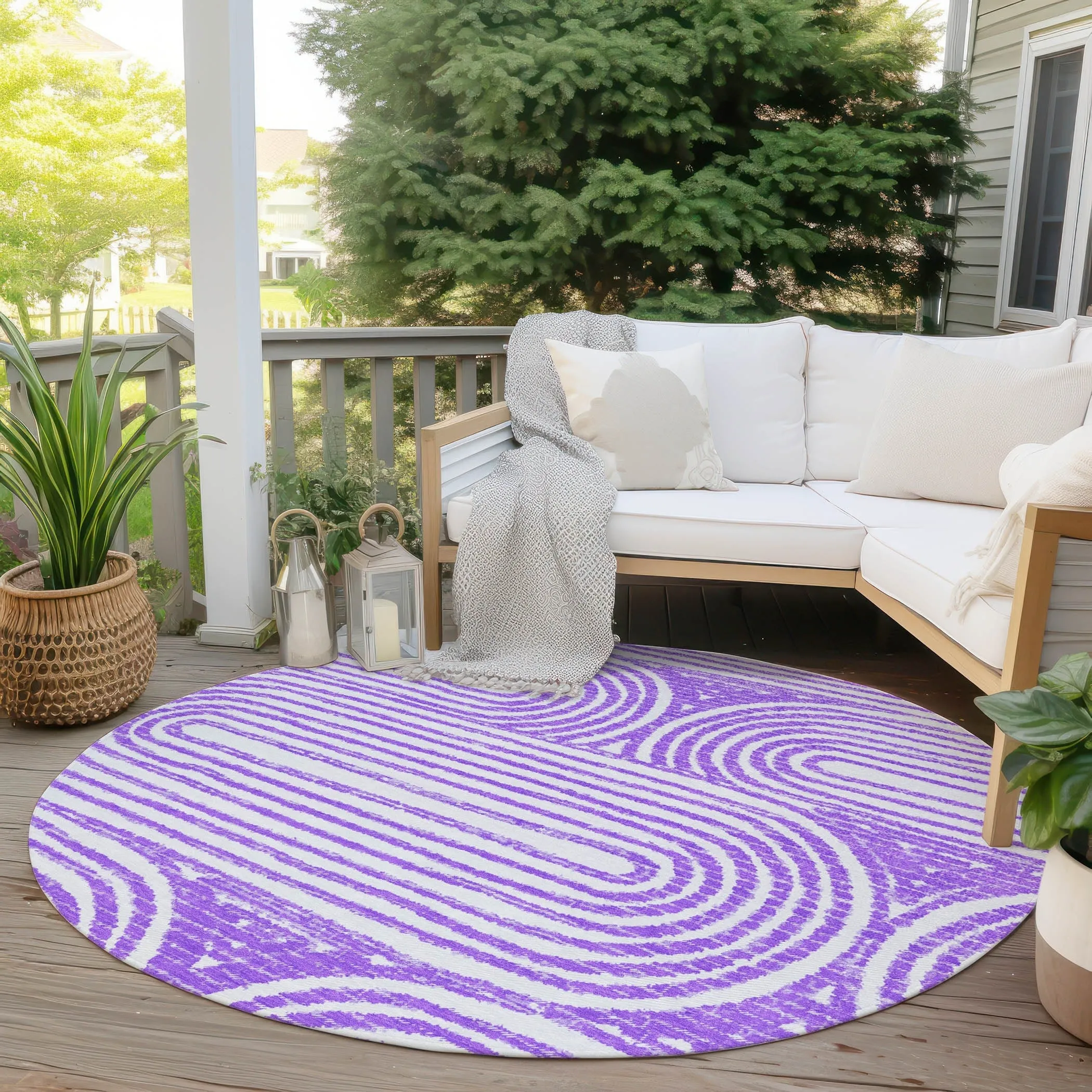 Machine Washable Indoor/ Outdoor Modern Vibes Chantille Rug