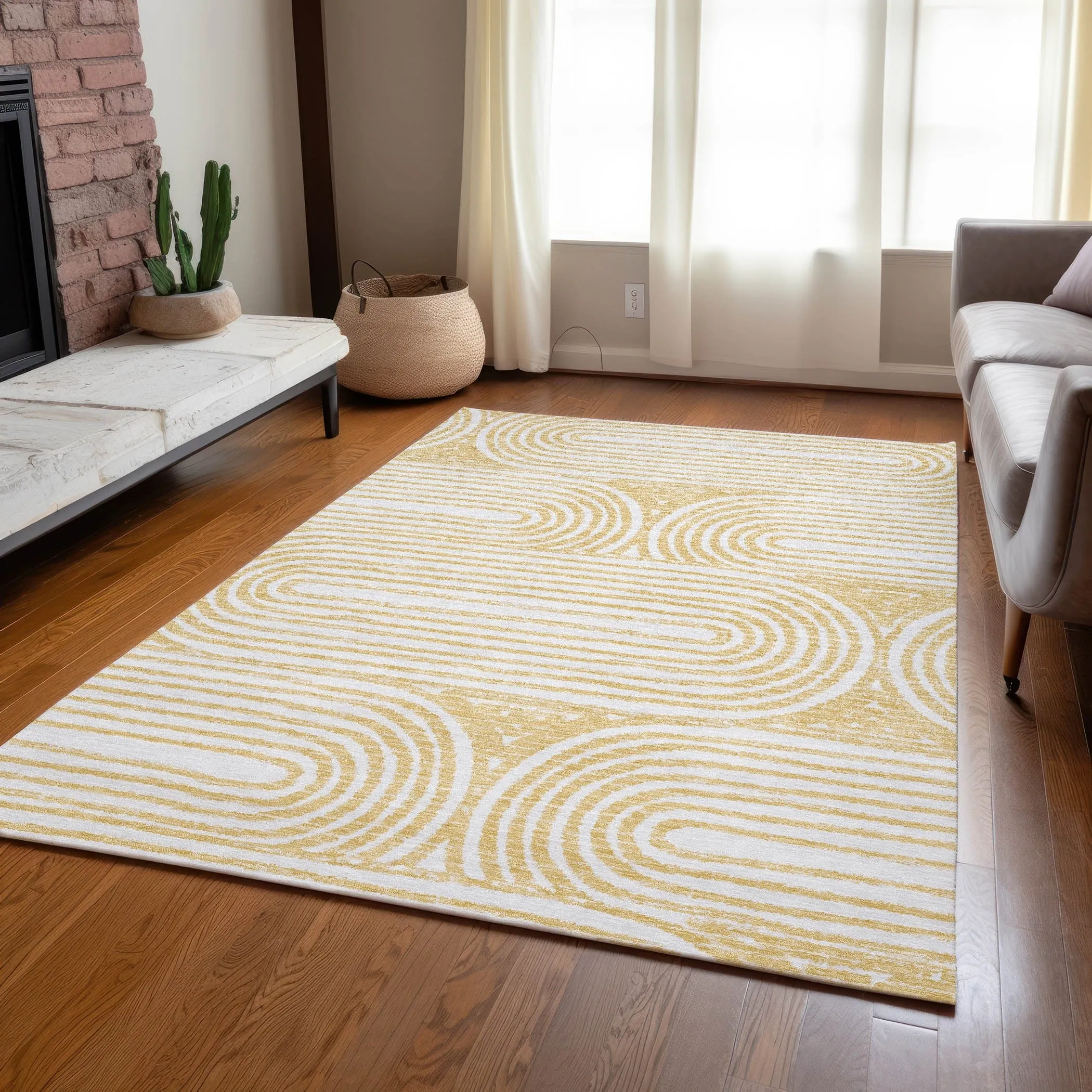 Machine Washable Indoor/ Outdoor Modern Vibes Chantille Rug