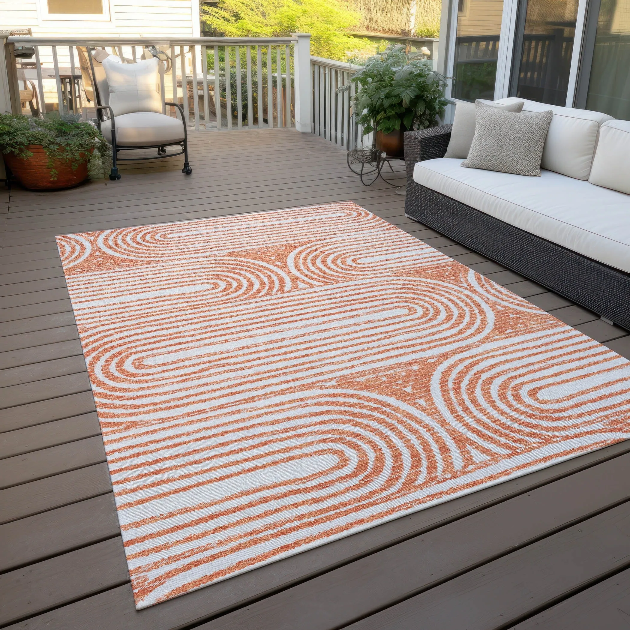 Machine Washable Indoor/ Outdoor Modern Vibes Chantille Rug