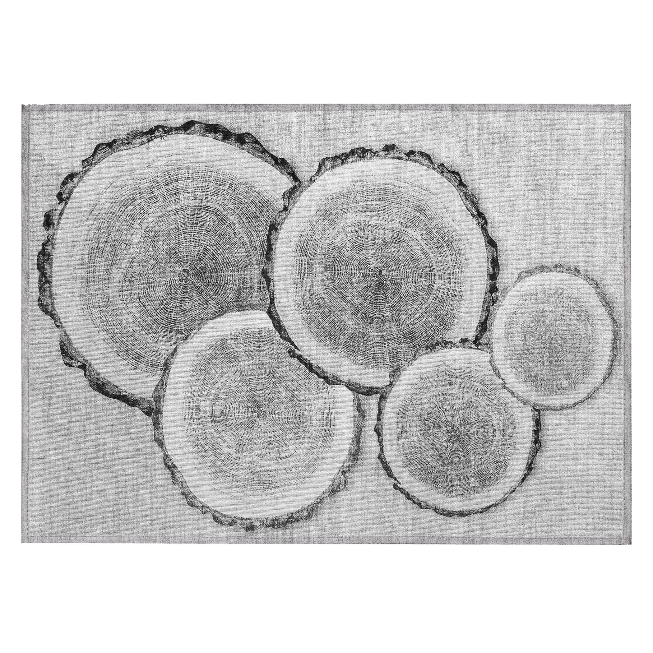 Machine Washable Indoor/ Outdoor Modern Wood Chantille Rug