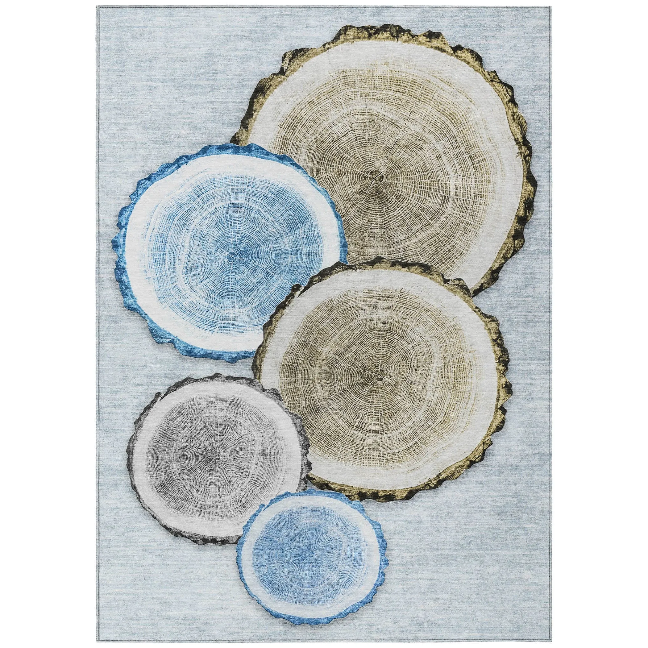 Machine Washable Indoor/ Outdoor Modern Wood Chantille Rug