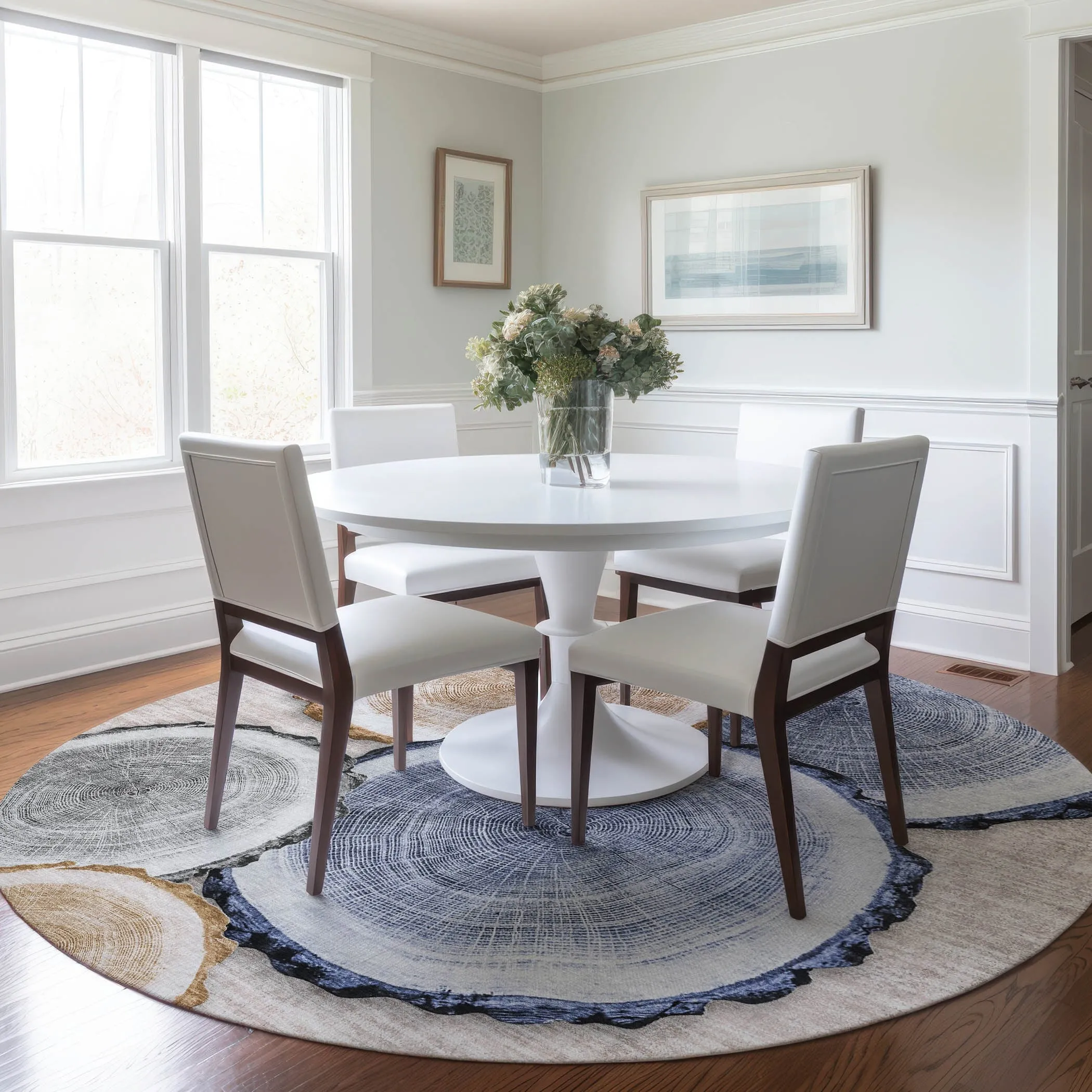 Machine Washable Indoor/ Outdoor Modern Wood Chantille Rug