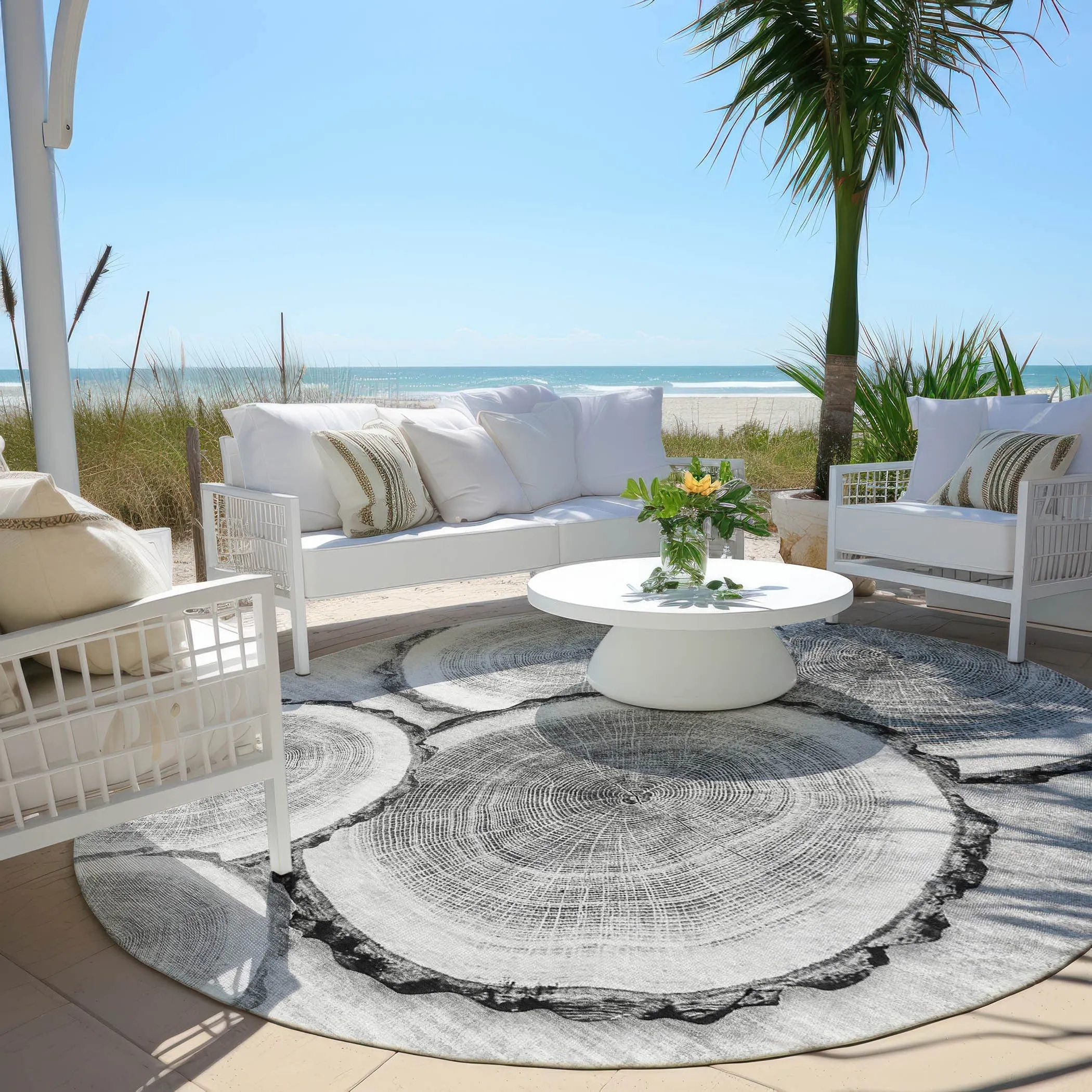 Machine Washable Indoor/ Outdoor Modern Wood Chantille Rug
