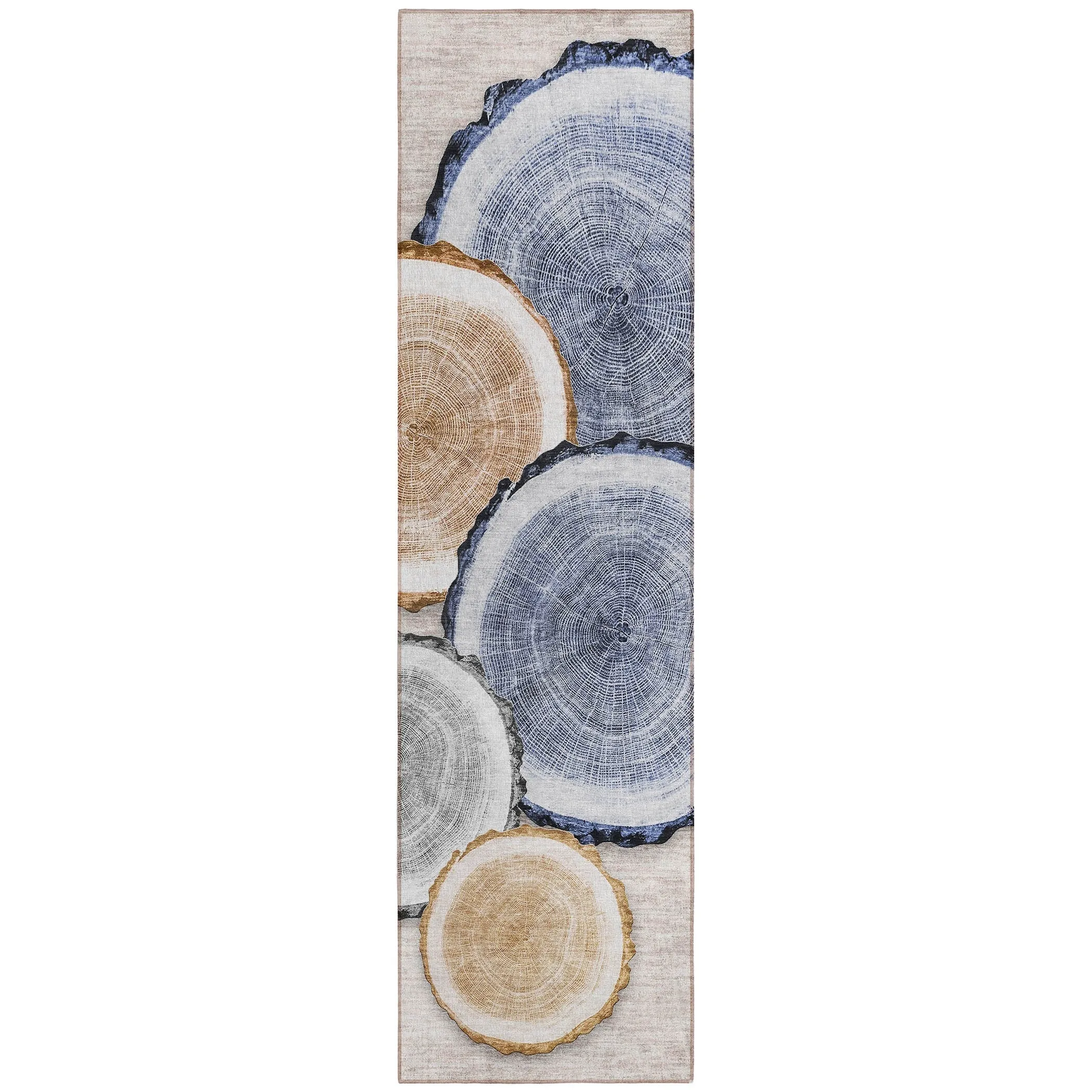 Machine Washable Indoor/ Outdoor Modern Wood Chantille Rug