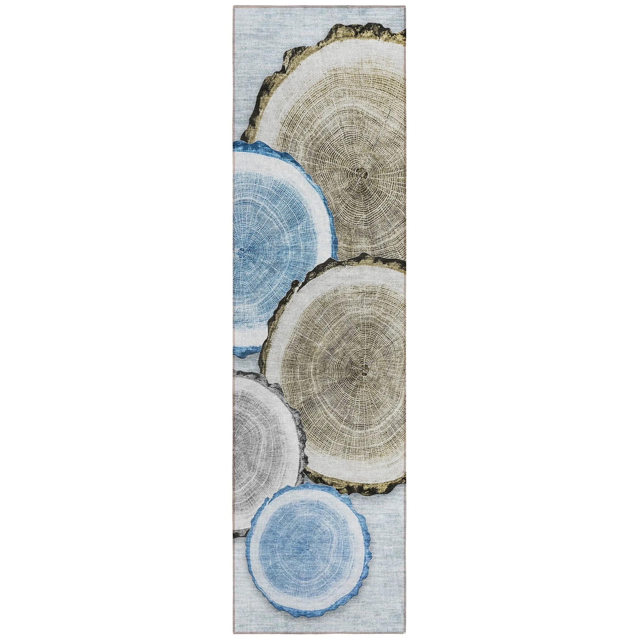 Machine Washable Indoor/ Outdoor Modern Wood Chantille Rug