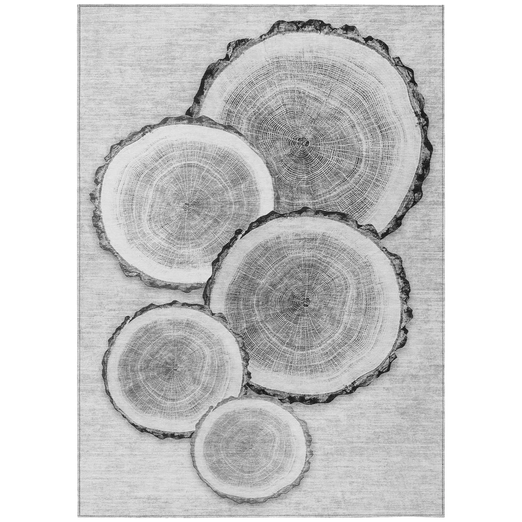 Machine Washable Indoor/ Outdoor Modern Wood Chantille Rug