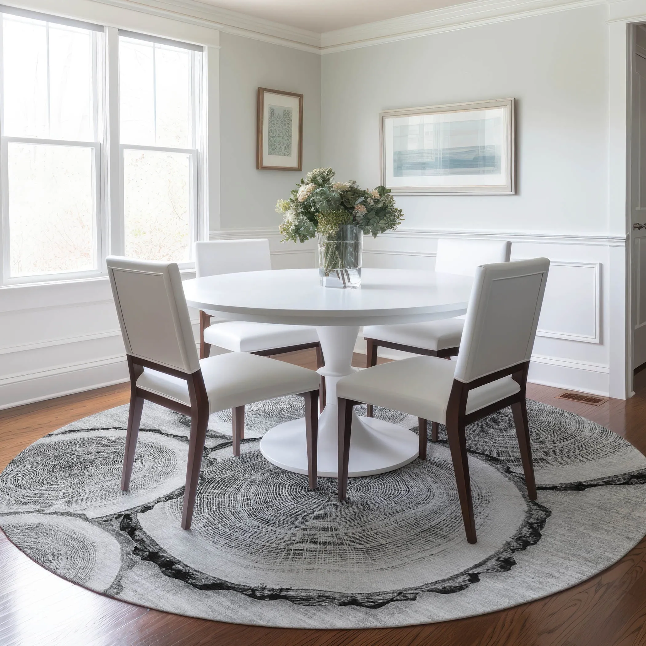 Machine Washable Indoor/ Outdoor Modern Wood Chantille Rug