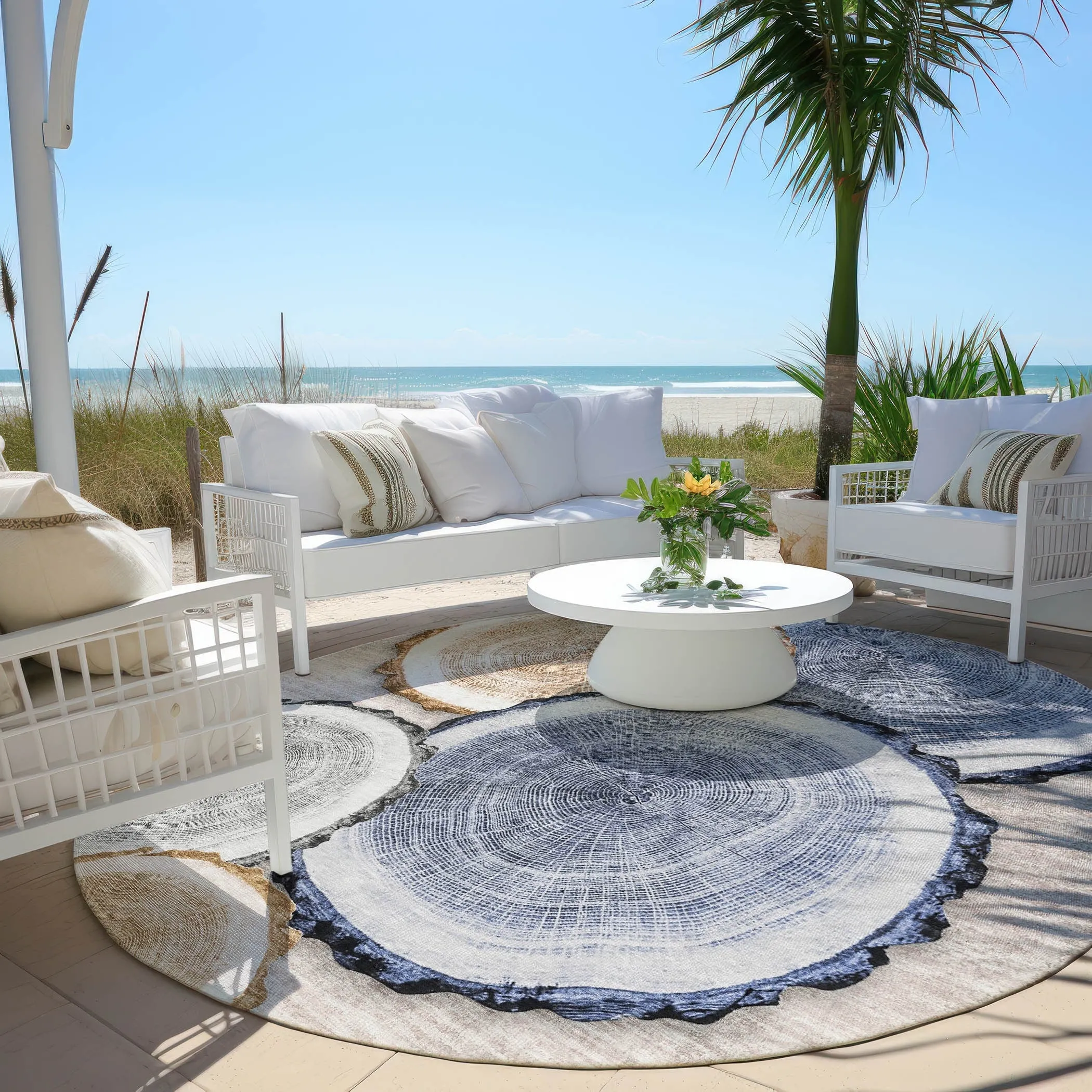 Machine Washable Indoor/ Outdoor Modern Wood Chantille Rug