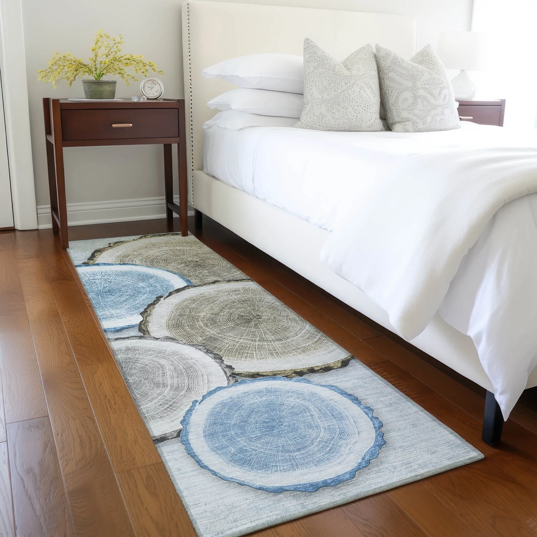 Machine Washable Indoor/ Outdoor Modern Wood Chantille Rug