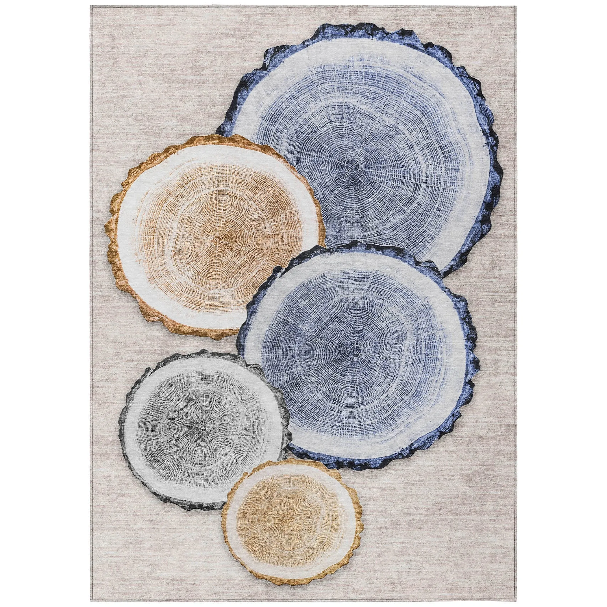 Machine Washable Indoor/ Outdoor Modern Wood Chantille Rug