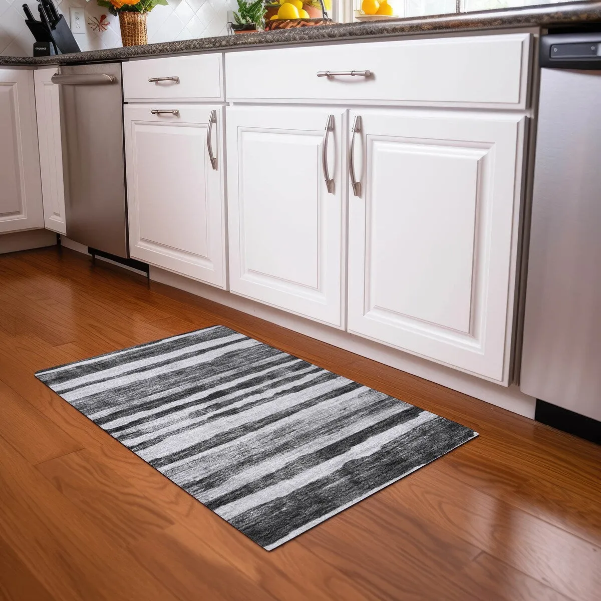 Machine Washable Indoor/ Outdoor Moroccan Stripe Chantille Rug
