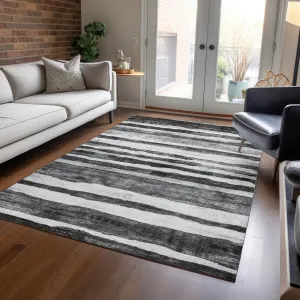 Machine Washable Indoor/ Outdoor Moroccan Stripe Chantille Rug