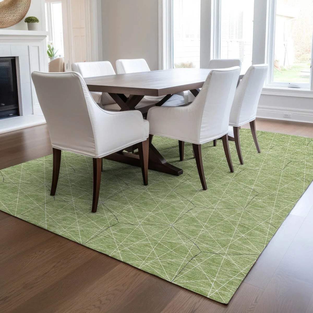 Machine Washable Indoor/ Outdoor Mosaic Geo Chantille Rug