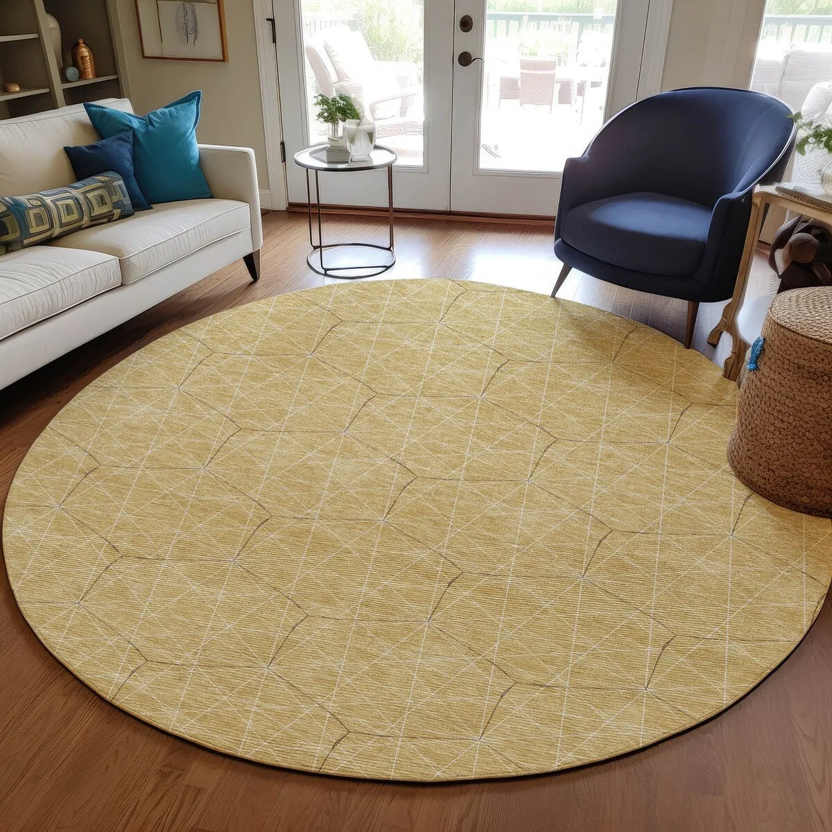 Machine Washable Indoor/ Outdoor Mosaic Geo Chantille Rug