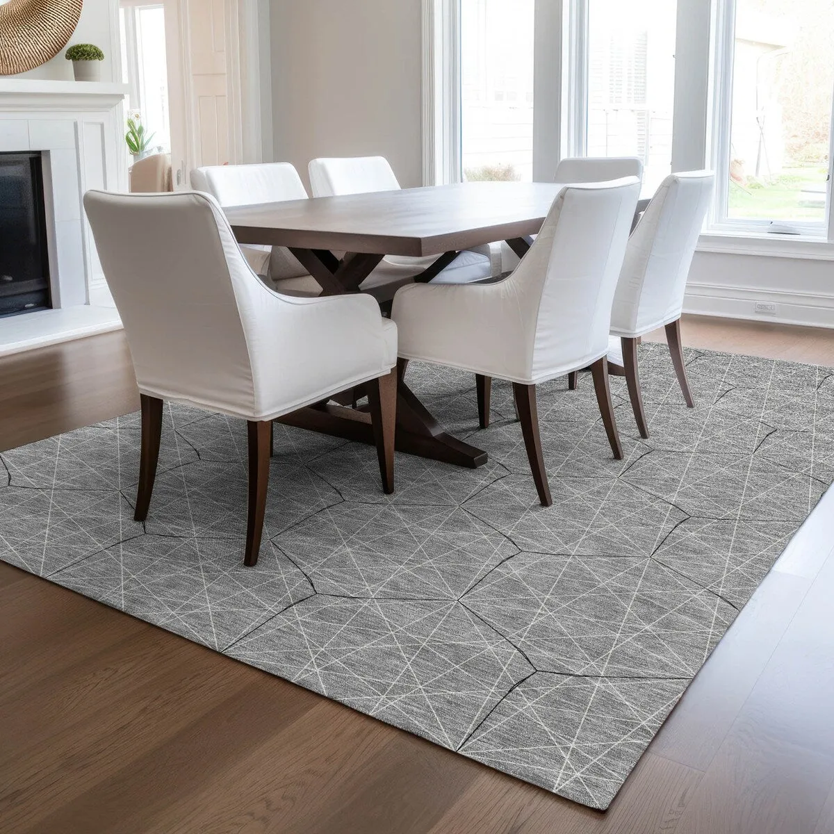 Machine Washable Indoor/ Outdoor Mosaic Geo Chantille Rug
