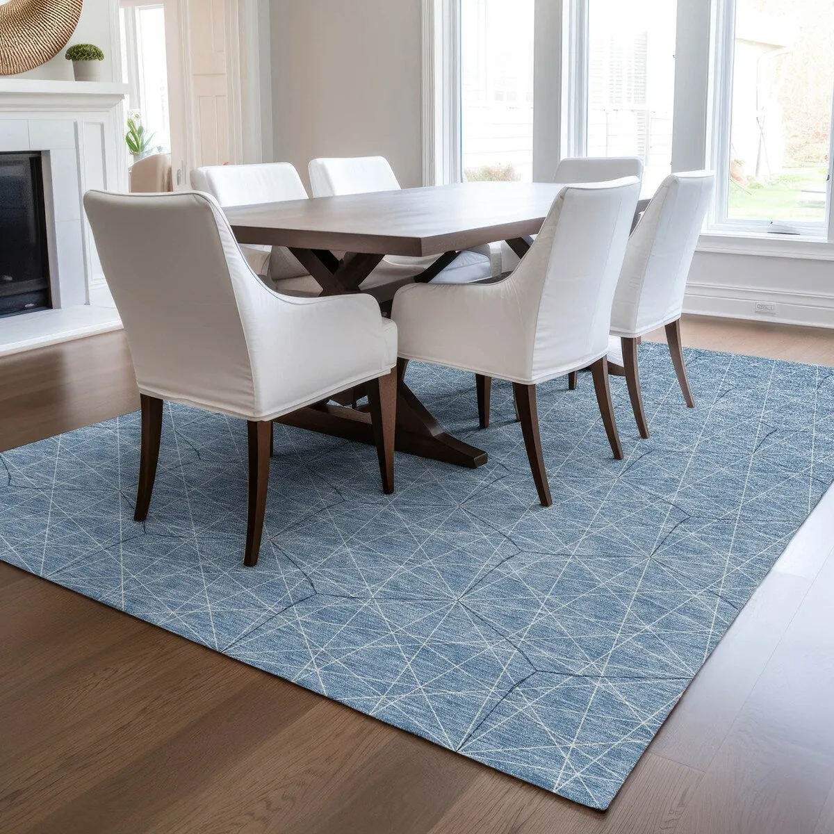 Machine Washable Indoor/ Outdoor Mosaic Geo Chantille Rug