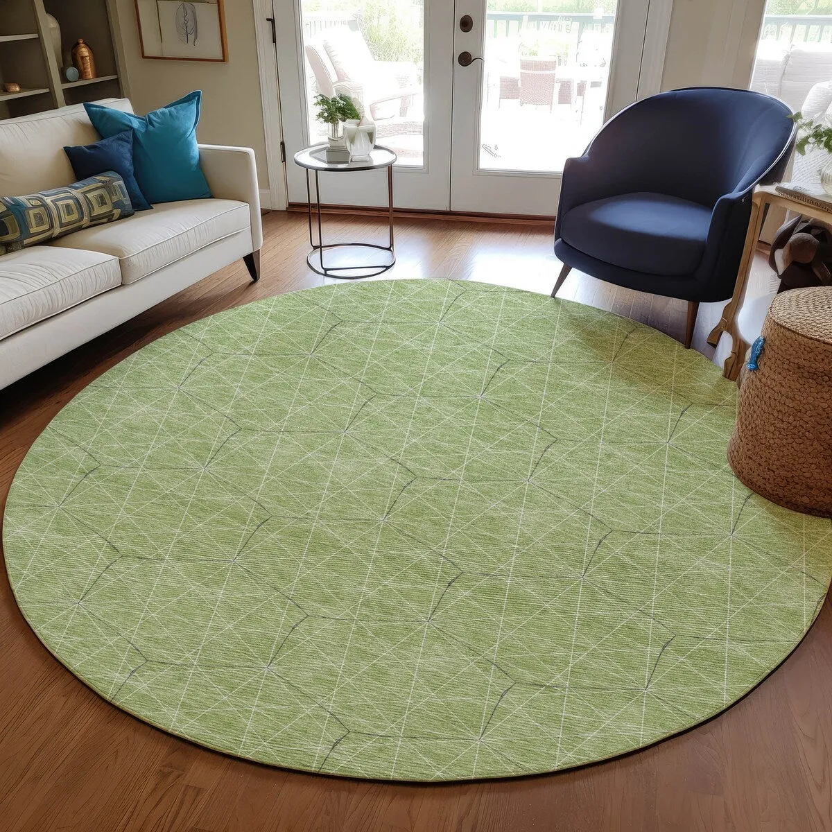 Machine Washable Indoor/ Outdoor Mosaic Geo Chantille Rug