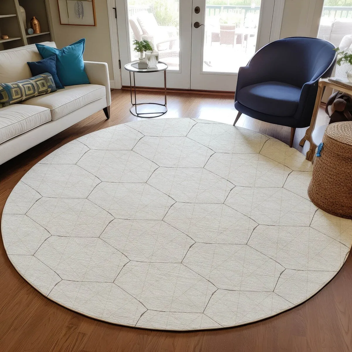 Machine Washable Indoor/ Outdoor Mosaic Geo Chantille Rug