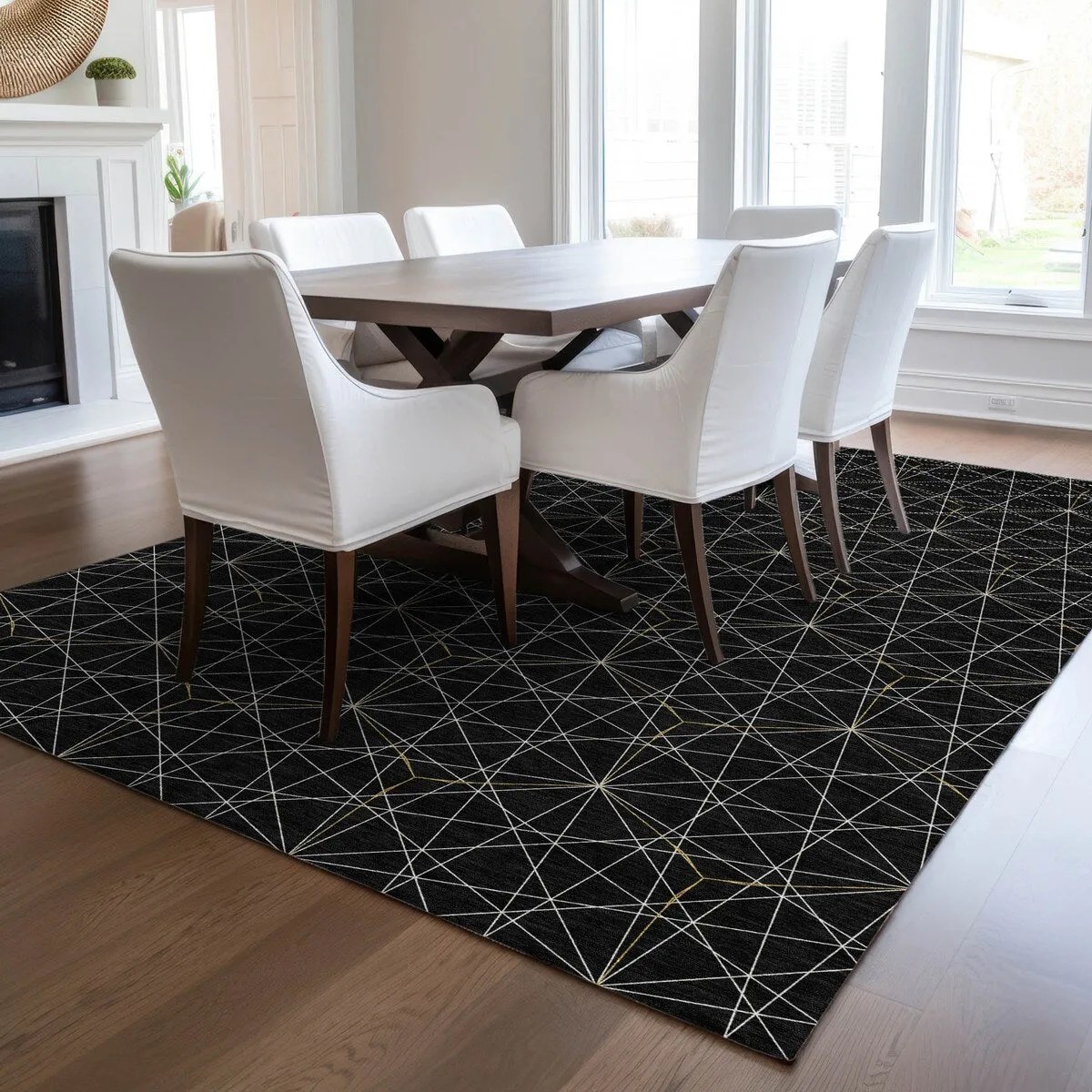 Machine Washable Indoor/ Outdoor Mosaic Geo Chantille Rug