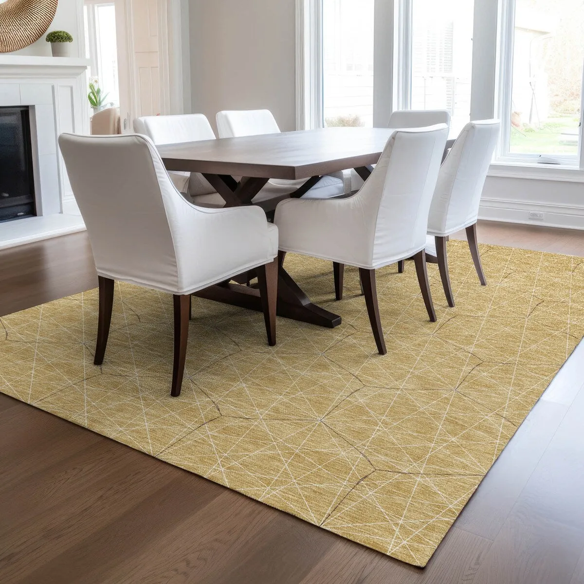 Machine Washable Indoor/ Outdoor Mosaic Geo Chantille Rug
