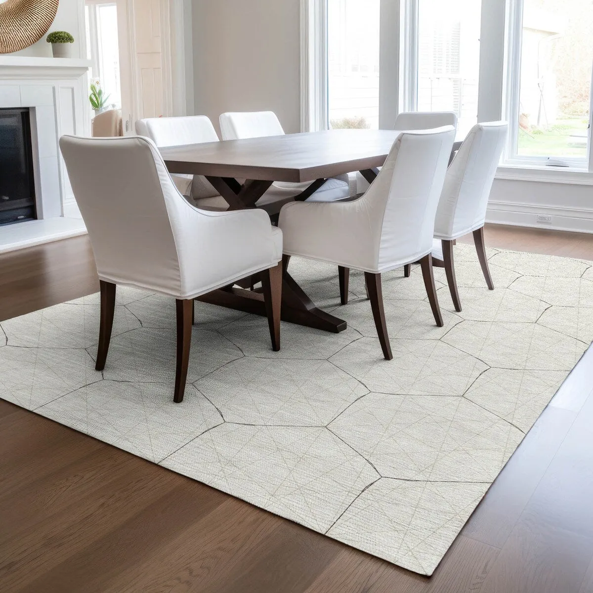 Machine Washable Indoor/ Outdoor Mosaic Geo Chantille Rug