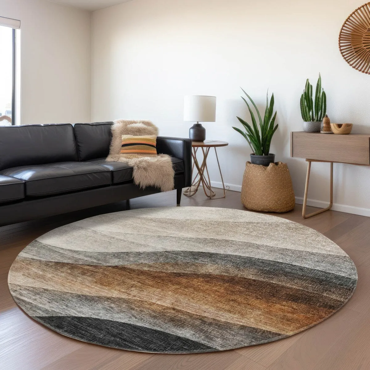 Machine Washable Indoor/ Outdoor Ombre Waves Chantille Rug