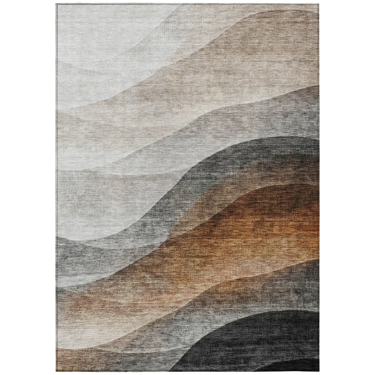 Machine Washable Indoor/ Outdoor Ombre Waves Chantille Rug