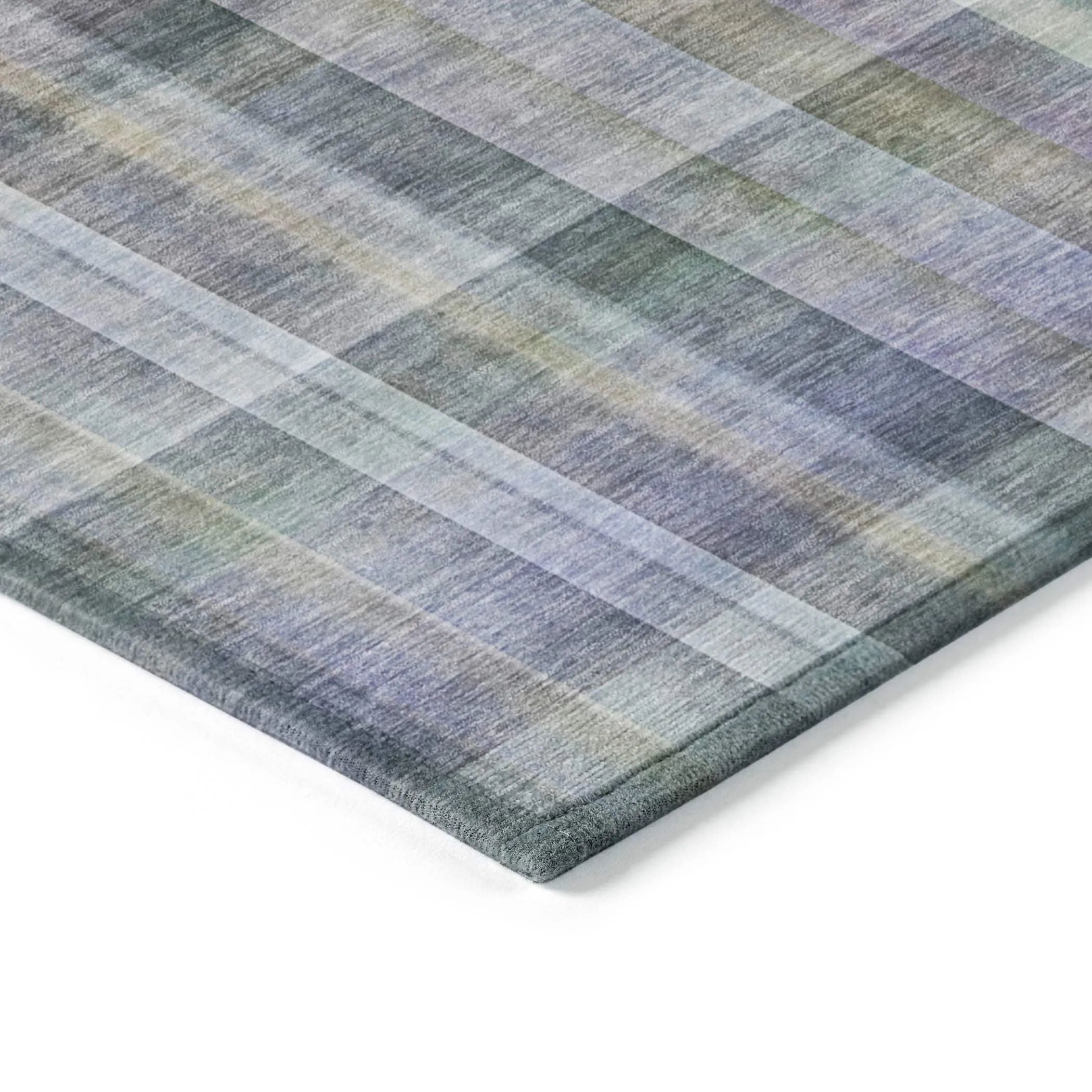Machine Washable Indoor/ Outdoor Plaid Chantille Rug